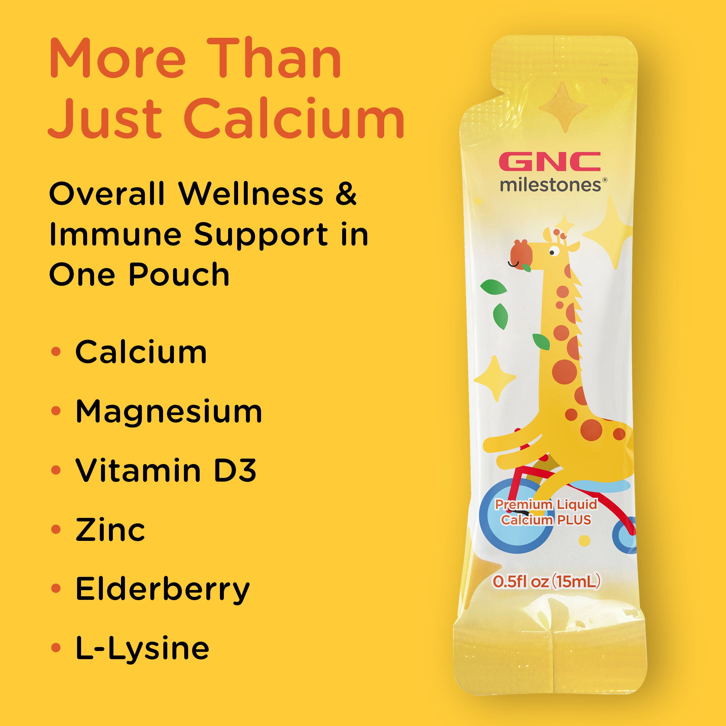 TikTok Kids Premium Liquid Calcium+ - Elderberry - 15mL (30 Pouches)  | GNC