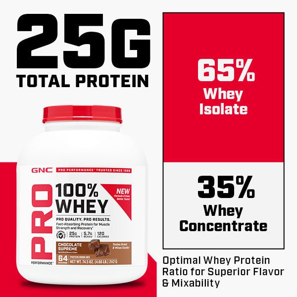 GNC Pro Performance® 100 Whey 2.0 Vanilla Cream (64 Servings) GNC