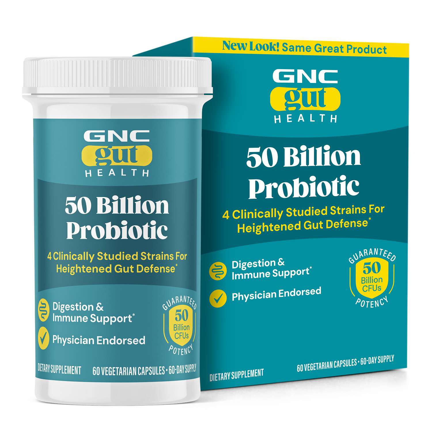 Gut Health 50 Billion Probiotic - 60 Vegetarian Capsules (60 Servings)