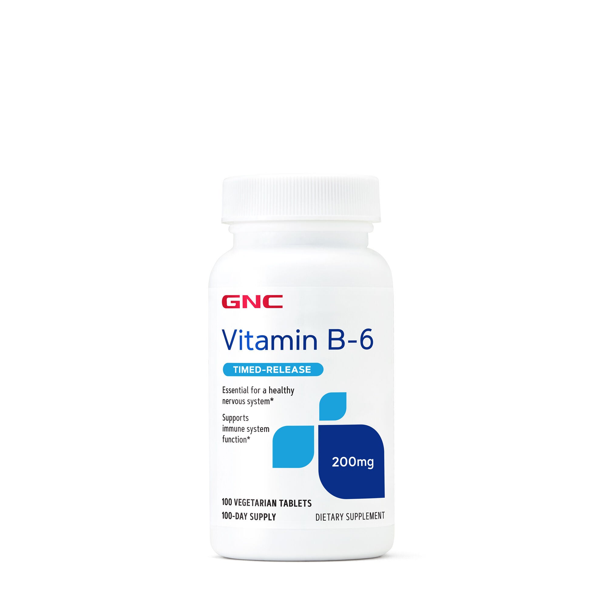 Vitamin B-6 Timed-Release 200mg - 100 Vegetarian Tablets (100 Servings)