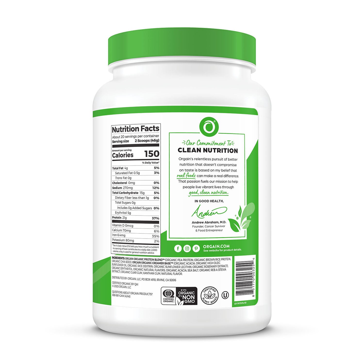 Organic Protein&trade; Plant-Based Protein Powder