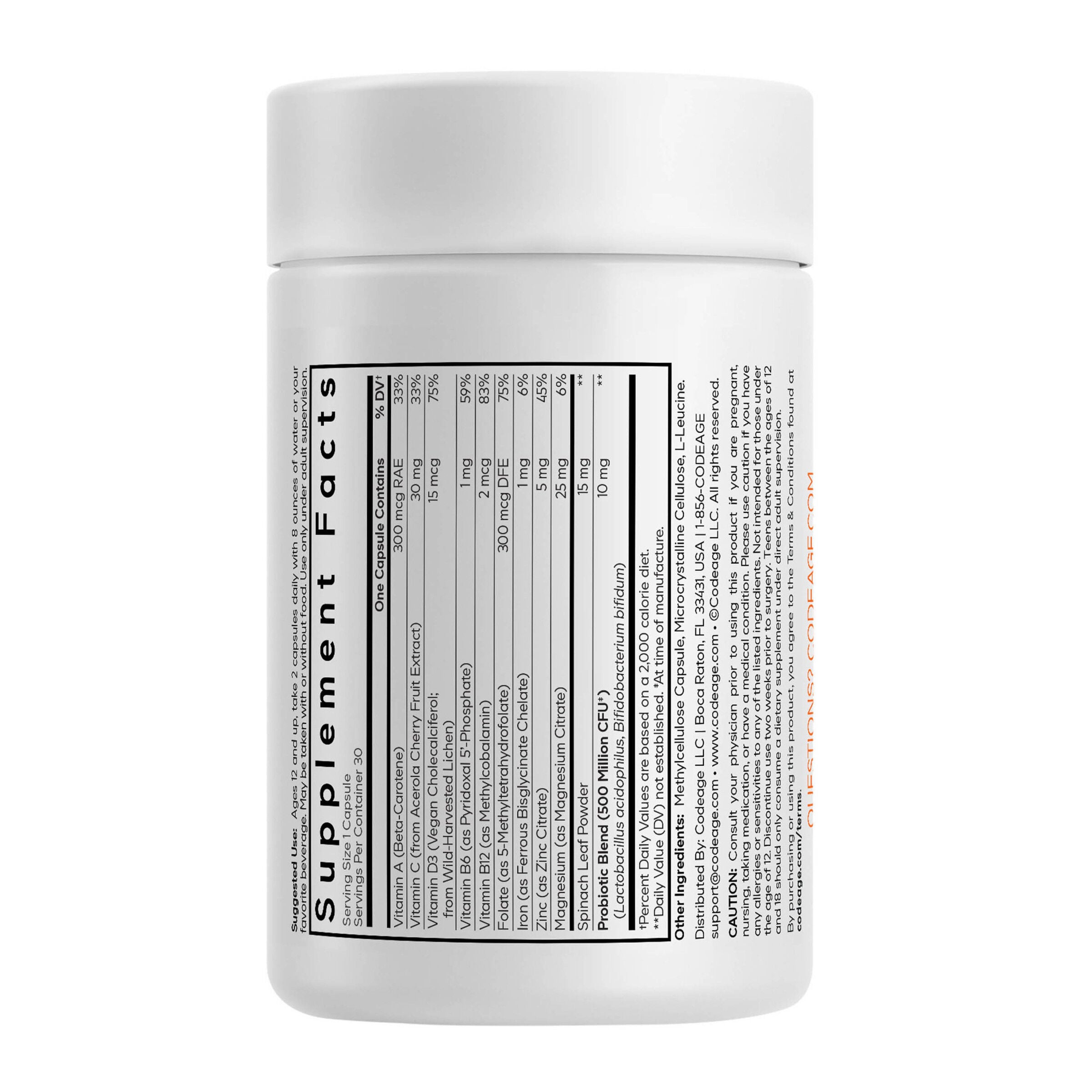 Teen Multivitamin - 30 Vegetable Capsules (30 Servings)  | GNC