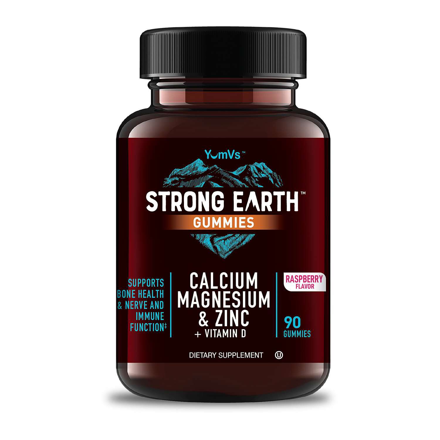 Calcium - Magnesium & Zinc + Vitamin D - Raspberry - 90 Gummies (90 Servings)
