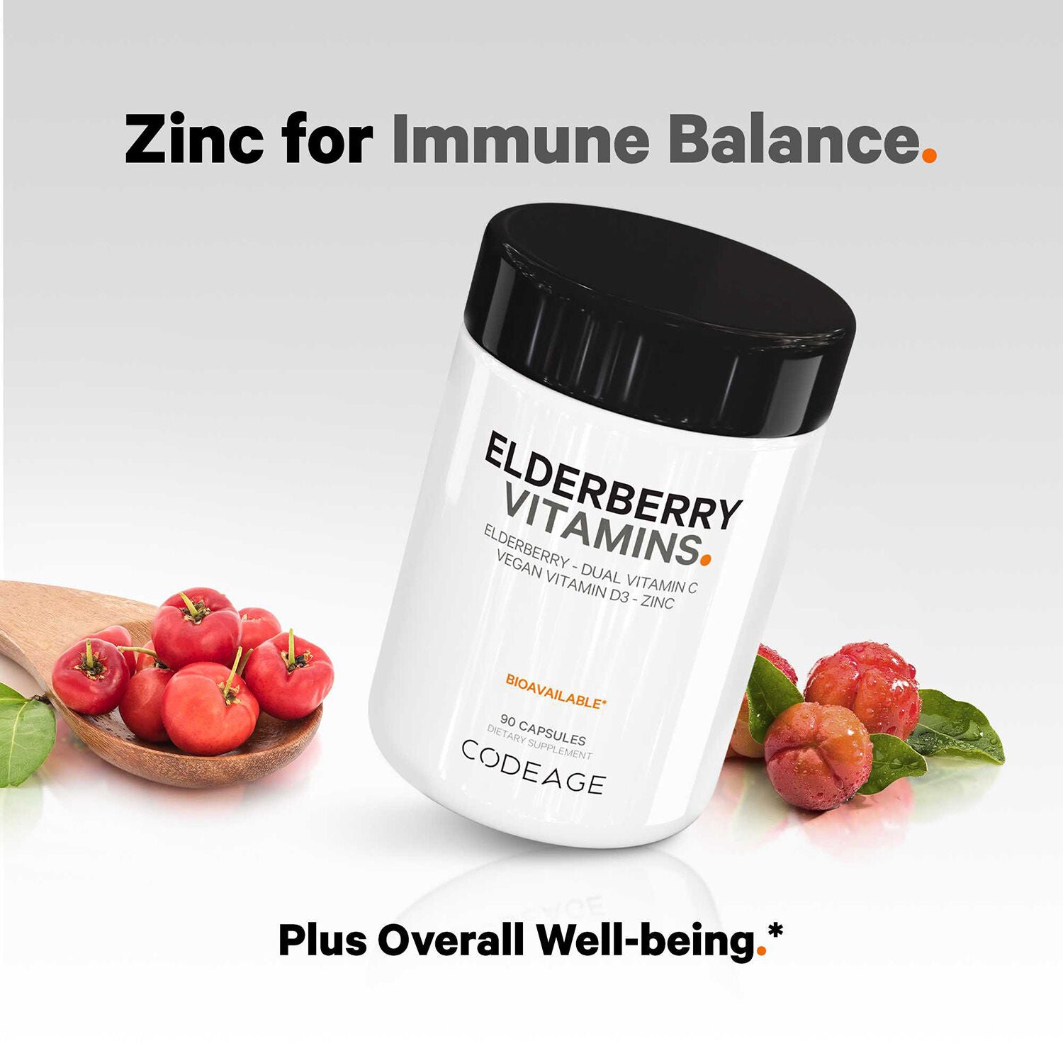 Elderberry Immune Complex - Daily Vitamin C Vegan D3 &amp; Zinc Supplement - 90 Capsules (30 Servings)  | GNC