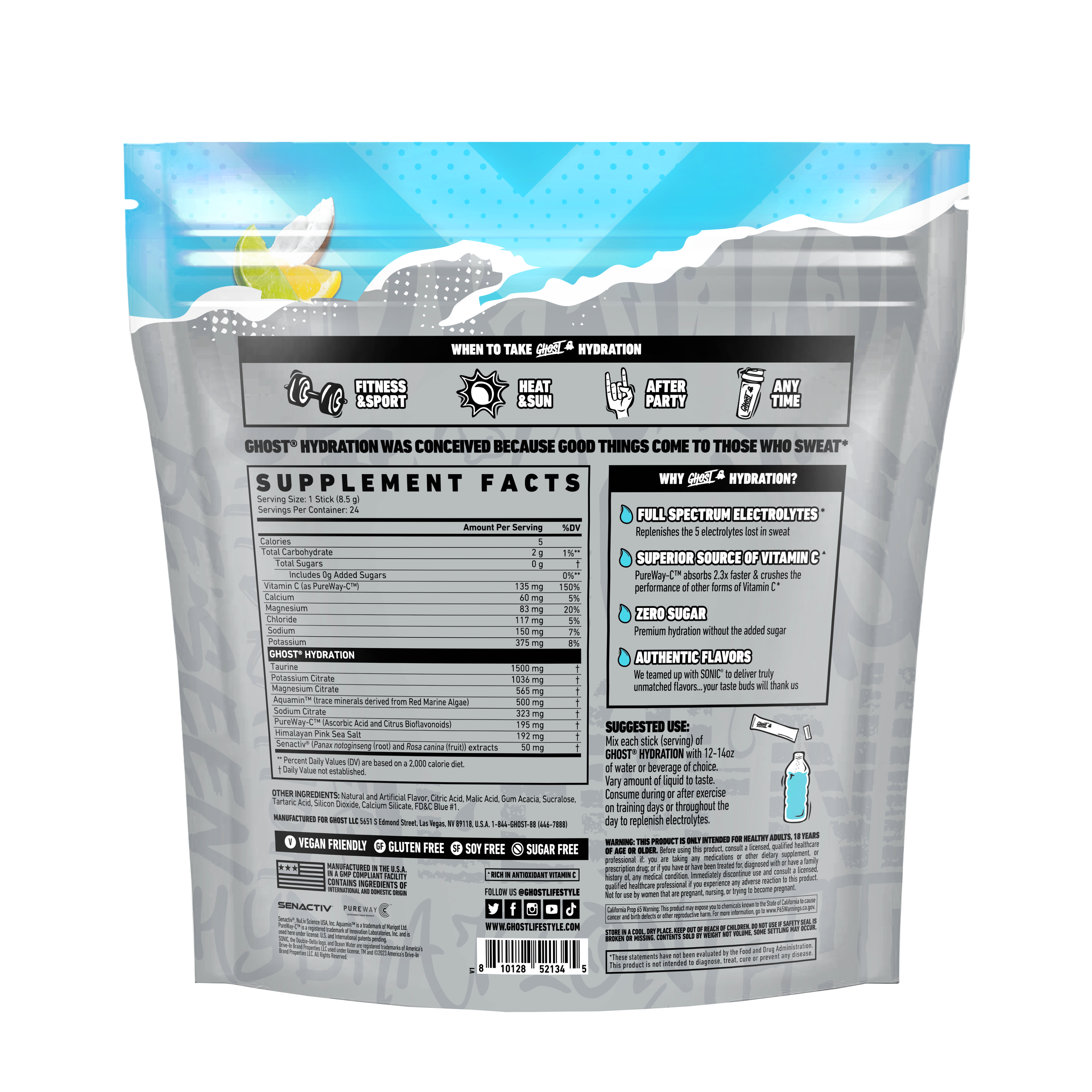 Hydration Sticks - Sonic Ocean Water (24 Stick Packs) Sonic&trade; Ocean Water | GNC