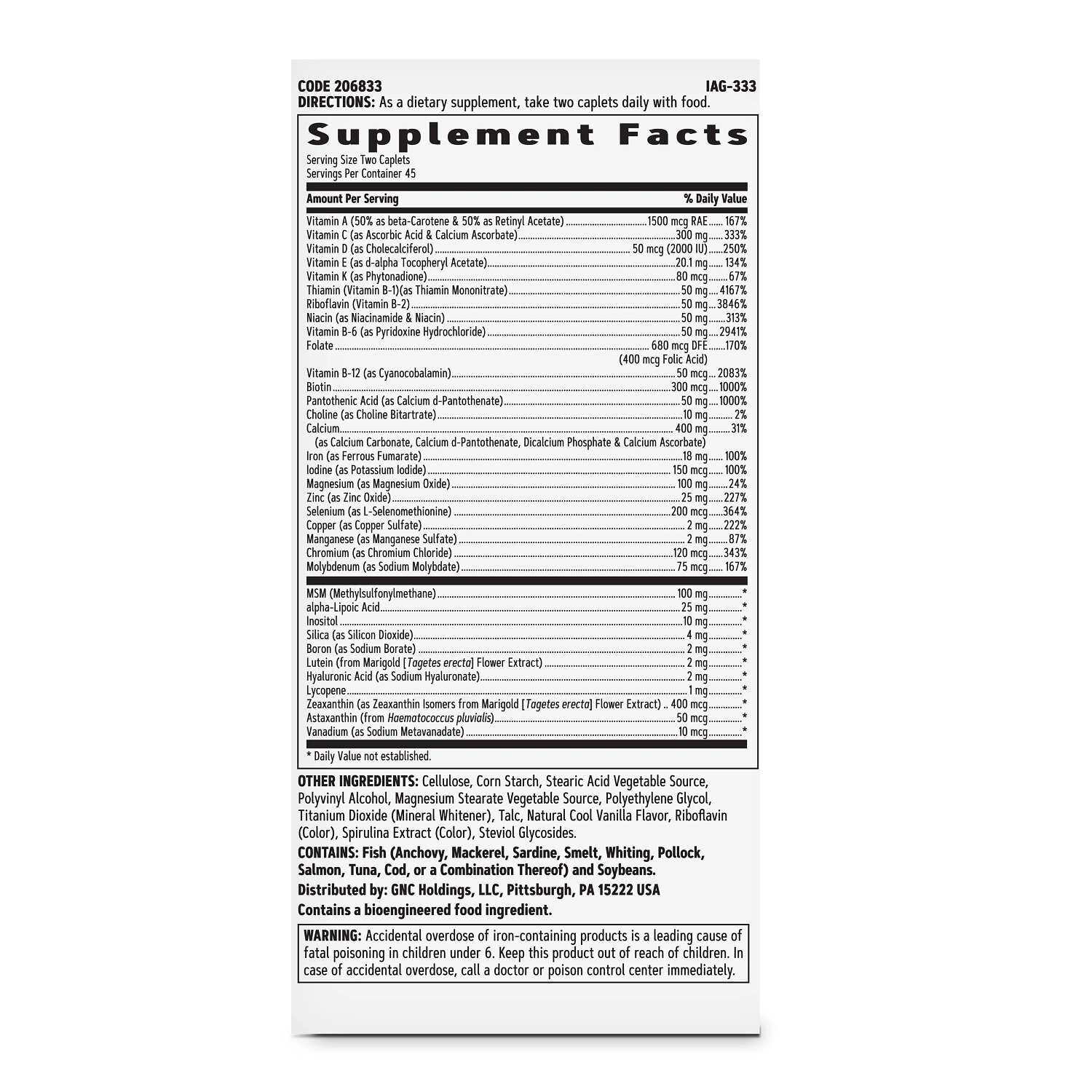 Active Multivitamin - 90 Caplets (45 Servings)  | GNC