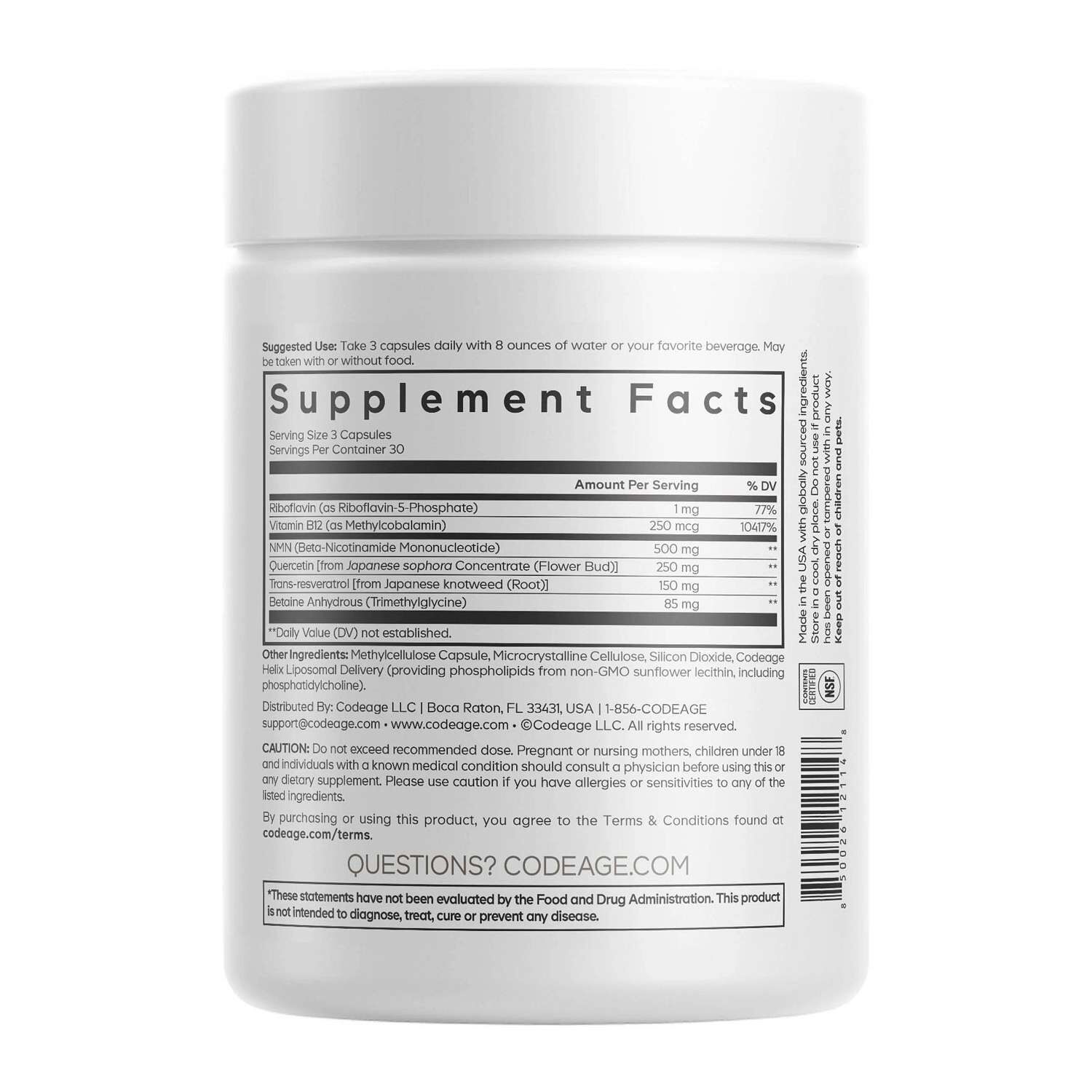 Codeage - Liposomal NMN Platinum - 90 Capsules (30 Servings) | GNC