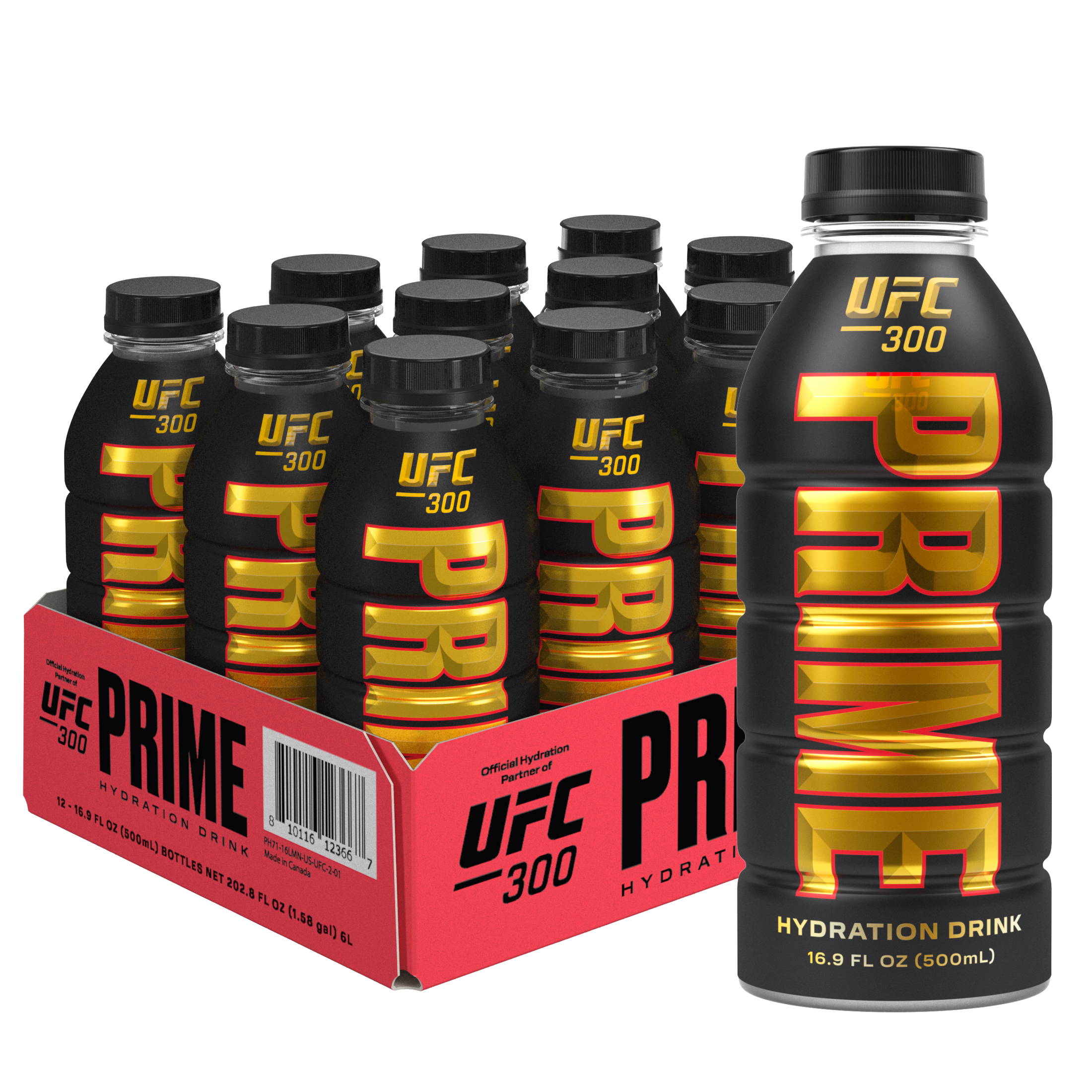 PRIME Hydration Drink X UFC 300 - 16.9Oz. (12 Bottles)