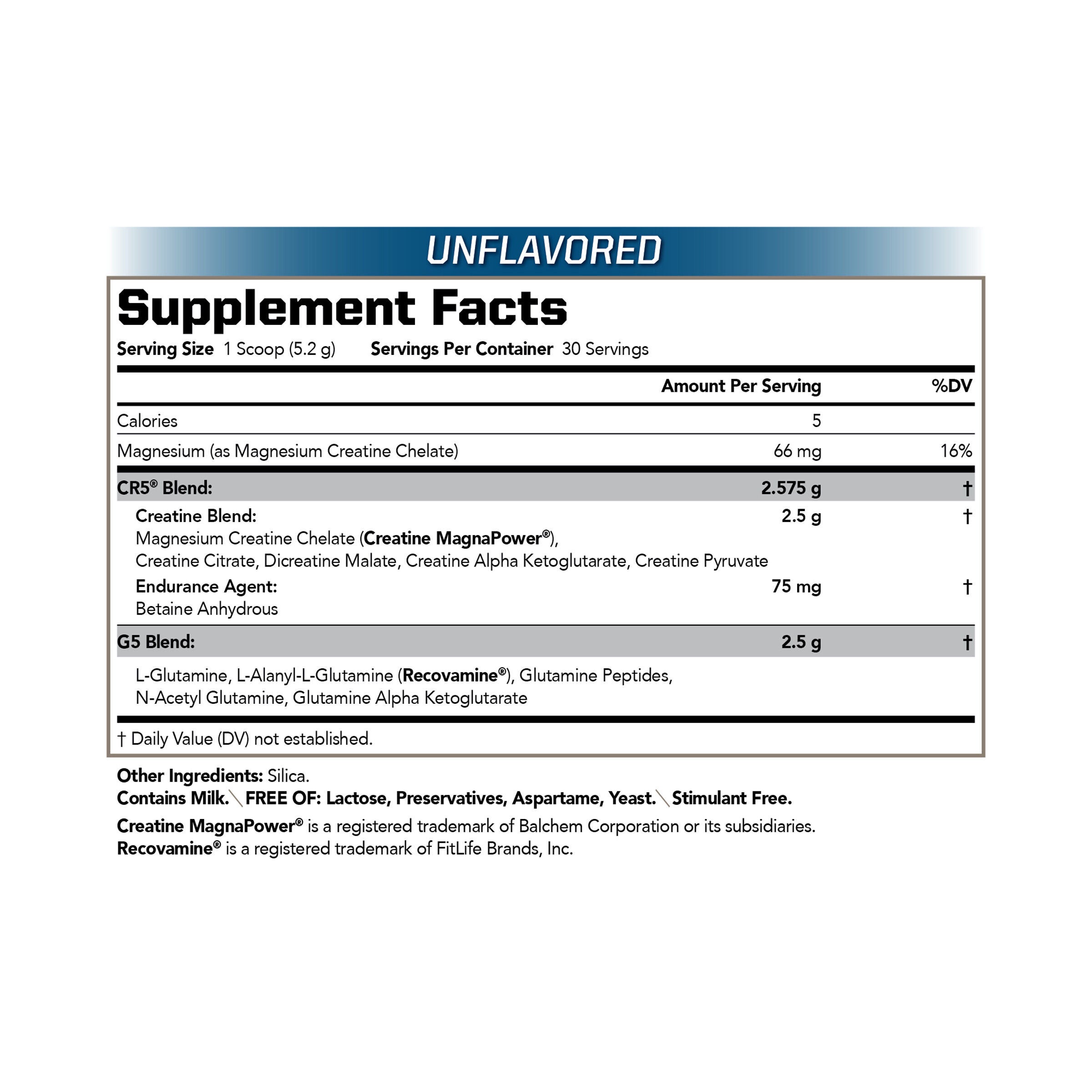 CG5&reg; Creatine + Glutamine - Unflavored - (30 Servings)