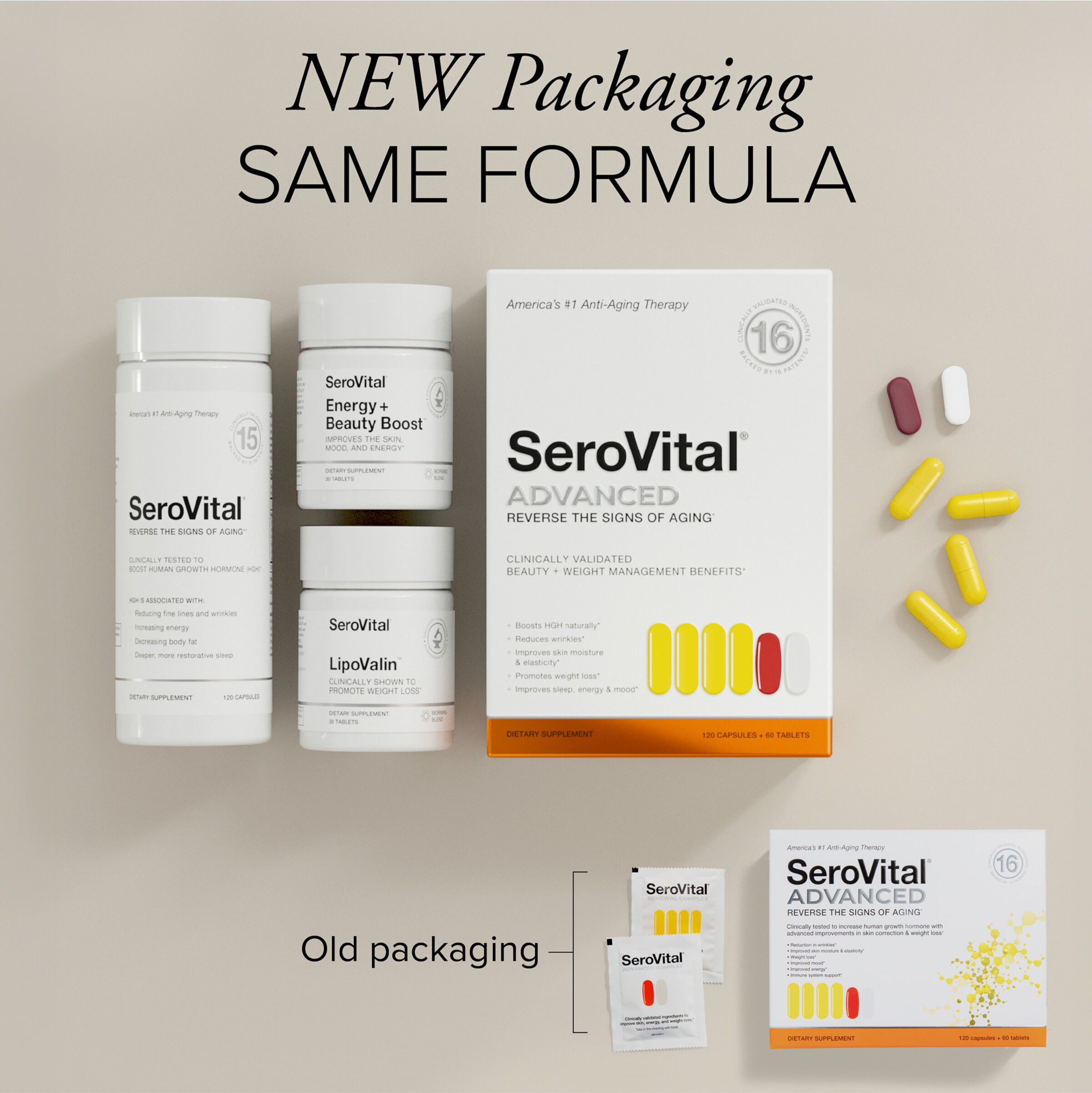 SeroVital ADVANCED Anti-Aging Therapy - 120 Capsules + 60 Tablets (90 Servings)  | GNC