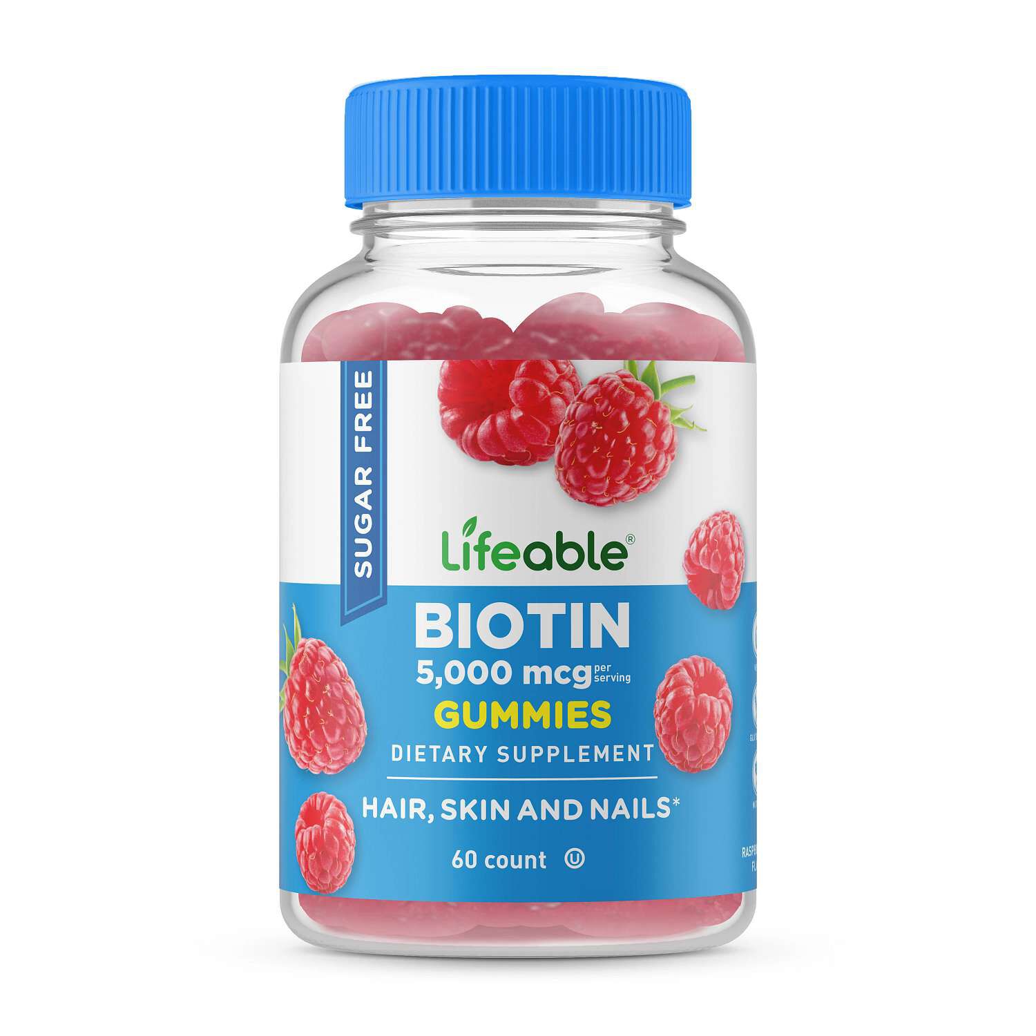 Sugar Free Biotin 5000 mcg - 60 Gummies (30 Servings)  | GNC