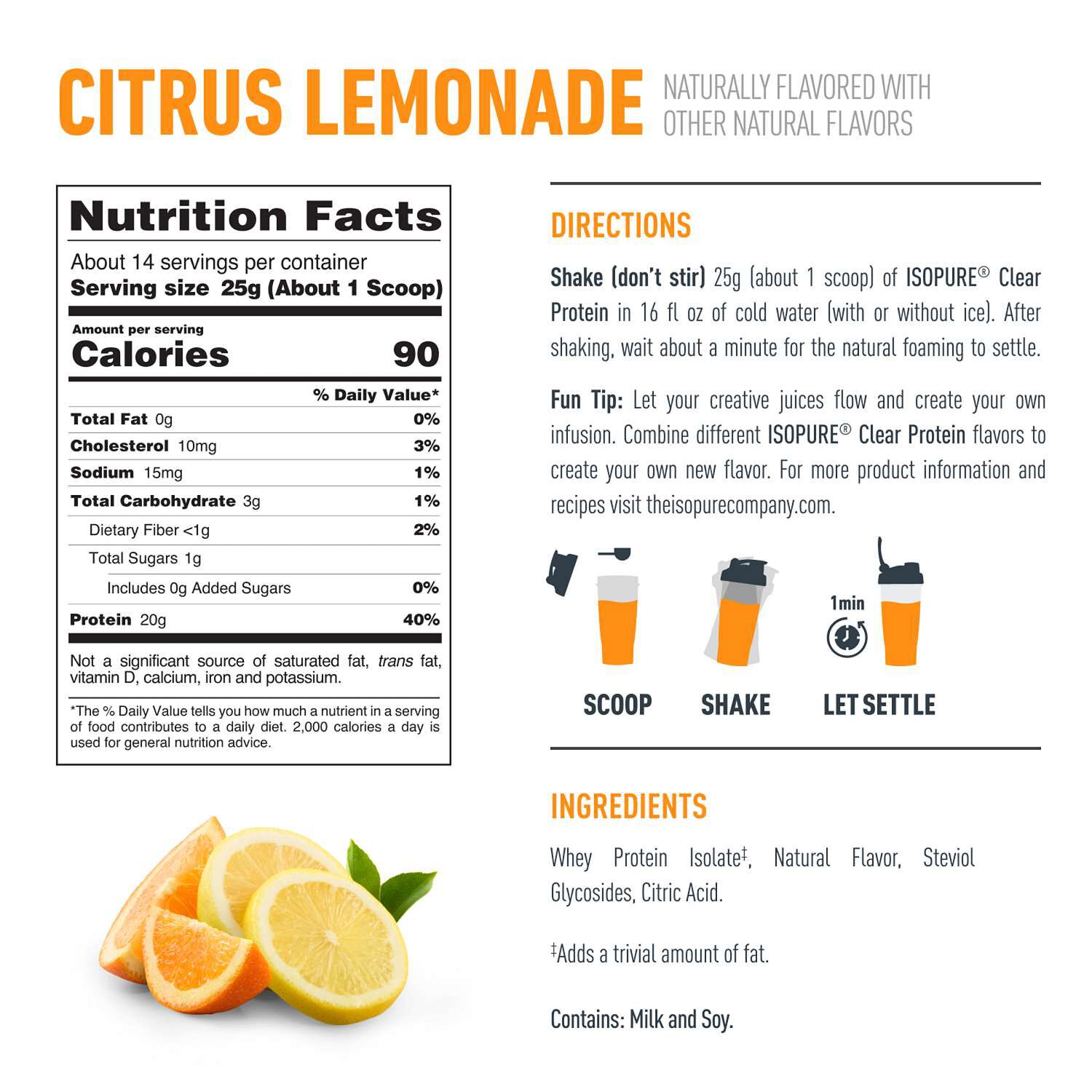 Clear Protein Powder - Citrus Lemonade (14 Servings) Citrus Lemonade | GNC