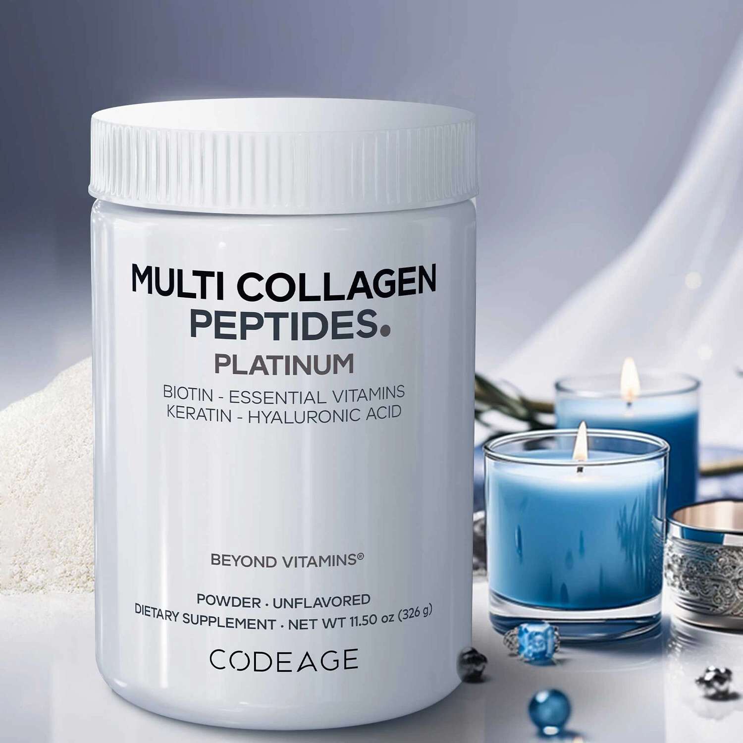 Multi Collagen Peptides Powder Hydrolyzed Collagen + Biotin & Keratin - 11.50 oz. (30 Servings)