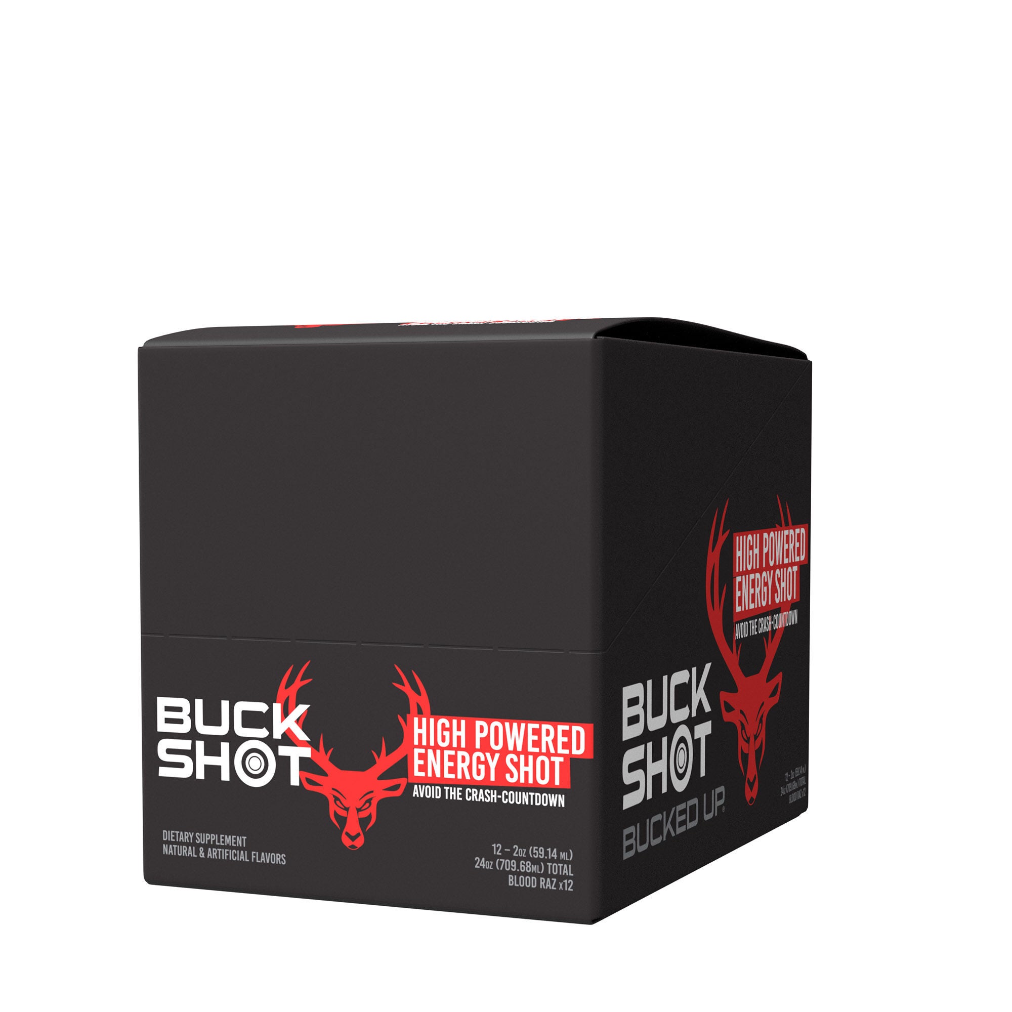 Buck Shot High Powered Energy Shot - Blood Raz - 2oz. (12 Pack)  | GNC