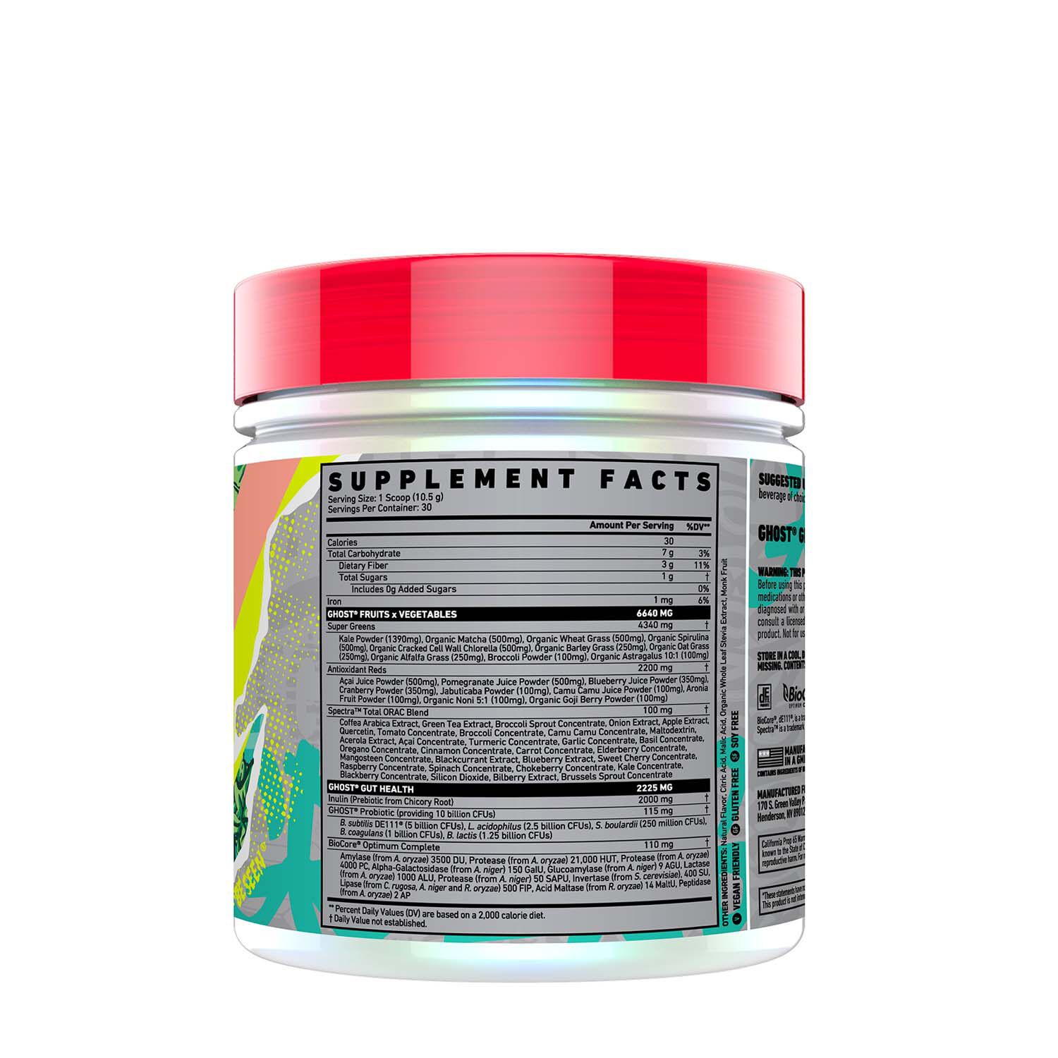 GHOST Greens Guava Berry Alt Tub - Supplement Facts