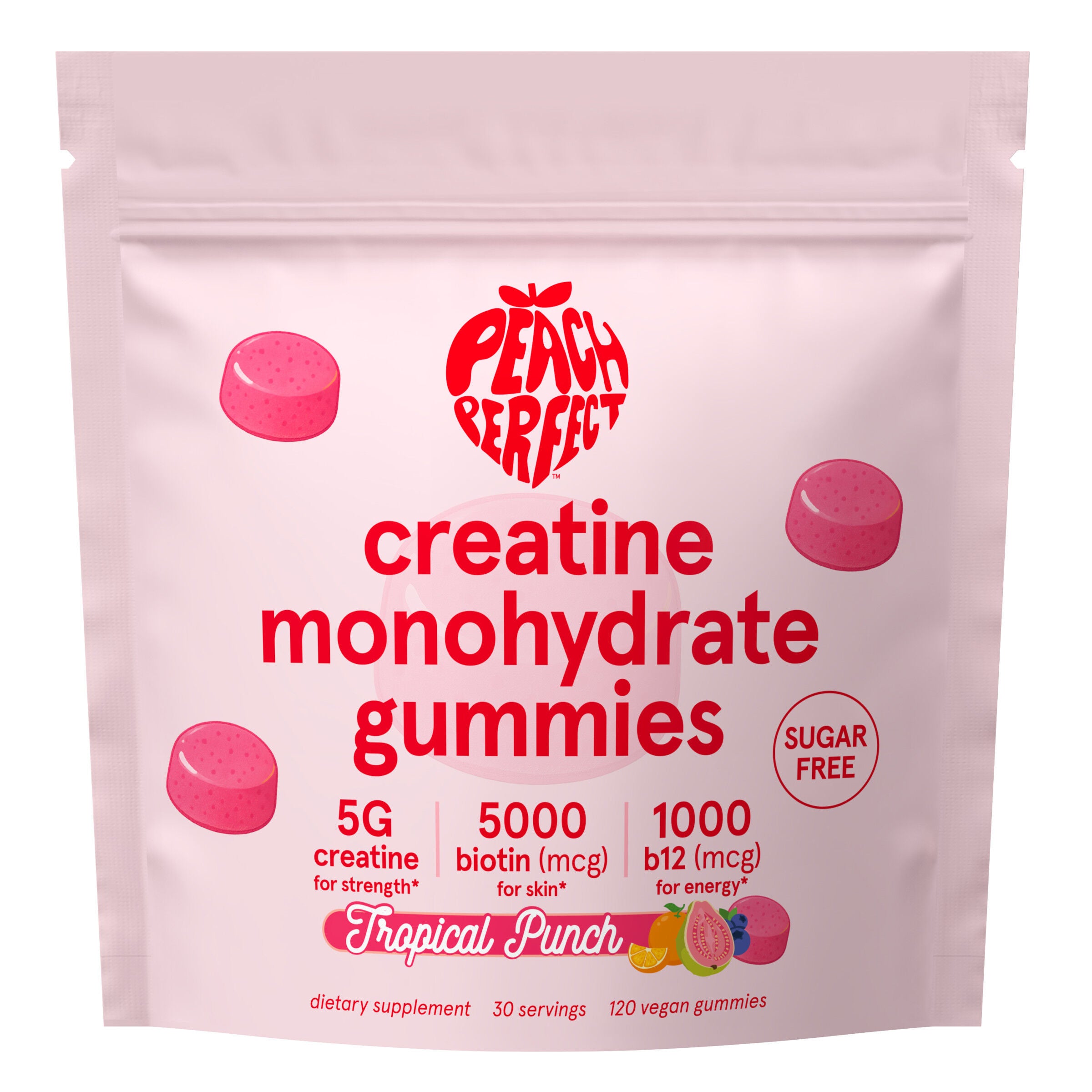 Creatine Monohydrate Gummies - Tropical Punch - 120 Vegan Gummies (30 Servings)  | GNC