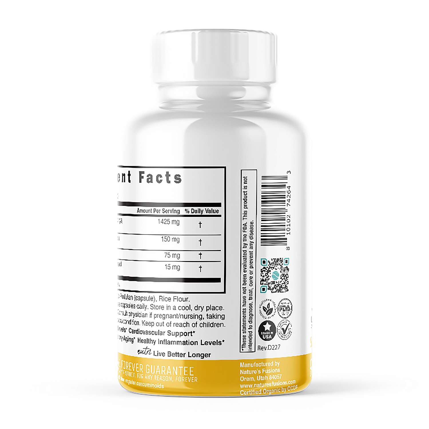 Turmeric Curcumin 1350mg - 90 Organic Capsules (30 Servings)