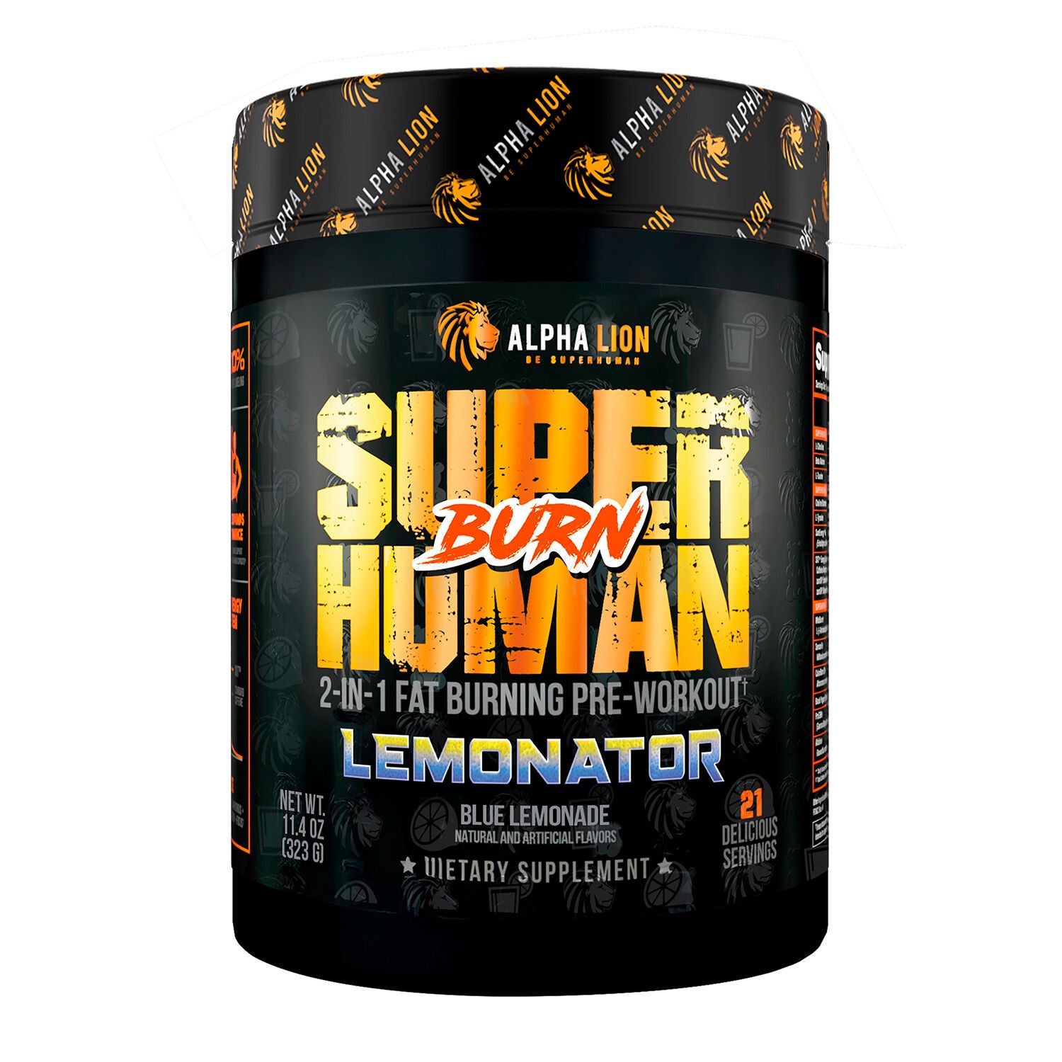 Superhuman Burn 2-In-1 Fat Burning Pre-Workout+ - Lemonator Blue Lemonade (21 Servings)