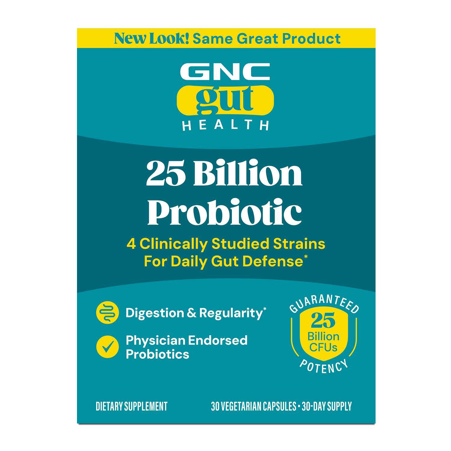 Gut Health 25 Billion Probiotic - 30 Vegetarian Capsules (30 Servings)
