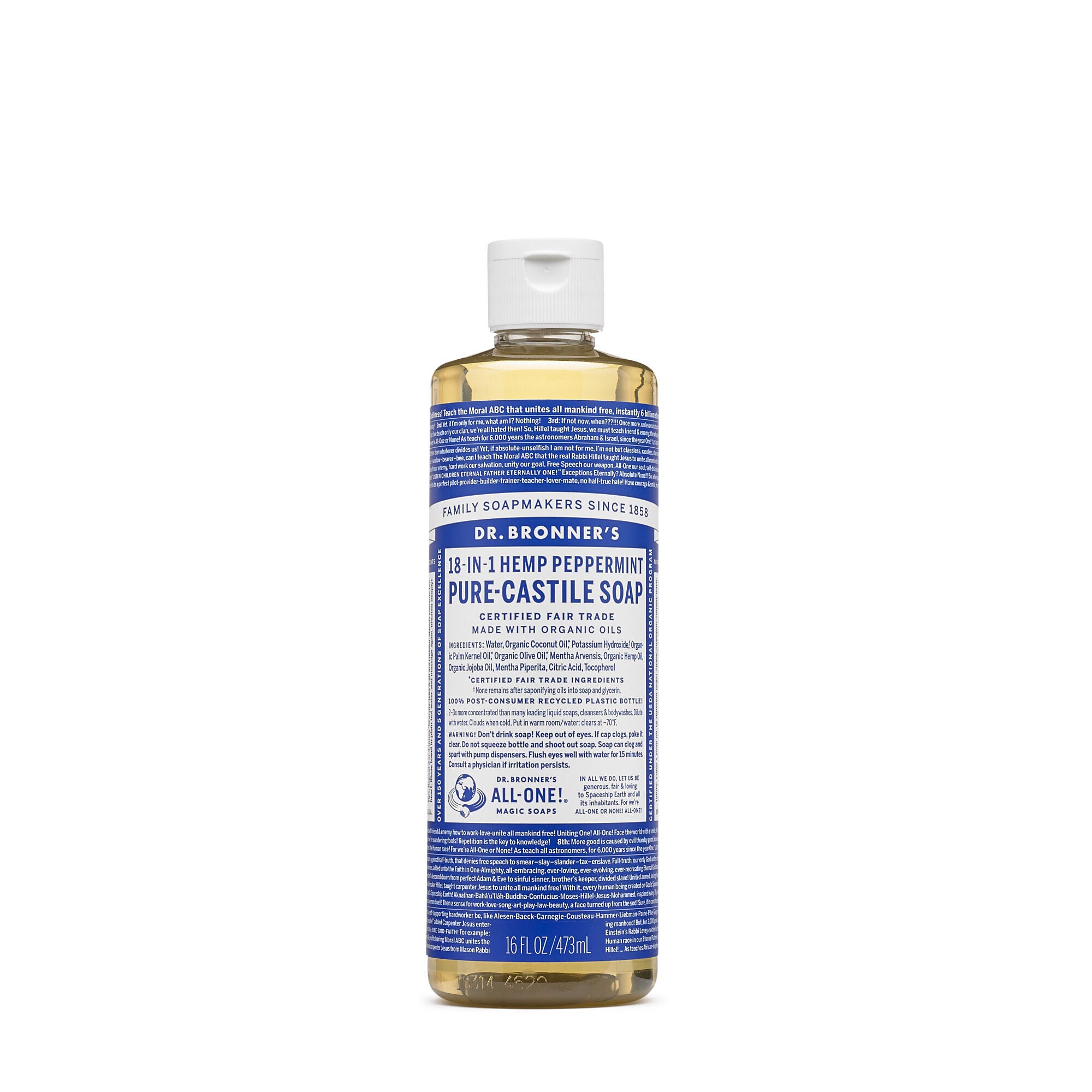 Dr Bronner S Pure Castile Liquid Soap Peppermint Gnc
