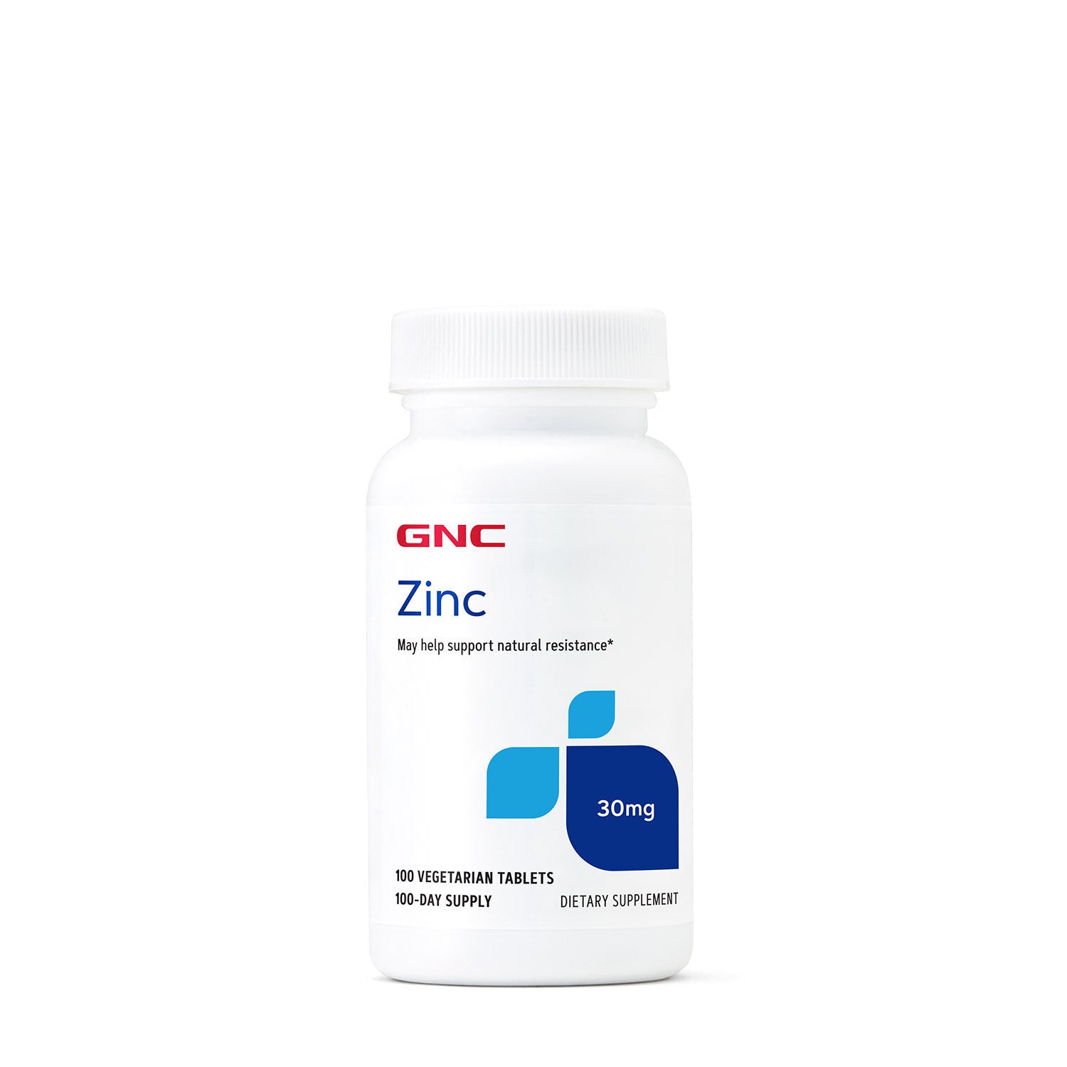 Zinc 30 mg - 100 Vegetarian Tablets (100 Servings)  | GNC