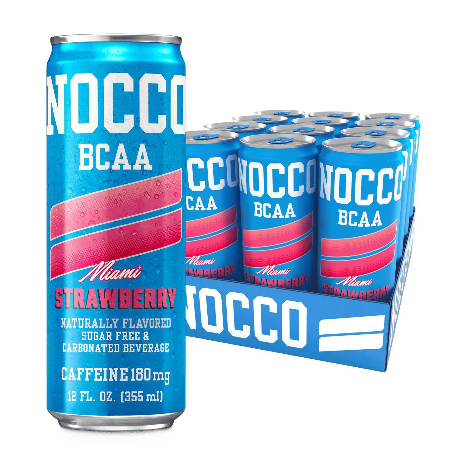 BCAA Drink - Miami Strawberry - 12 fl oz (12 Cans) Miami Strawberry | GNC