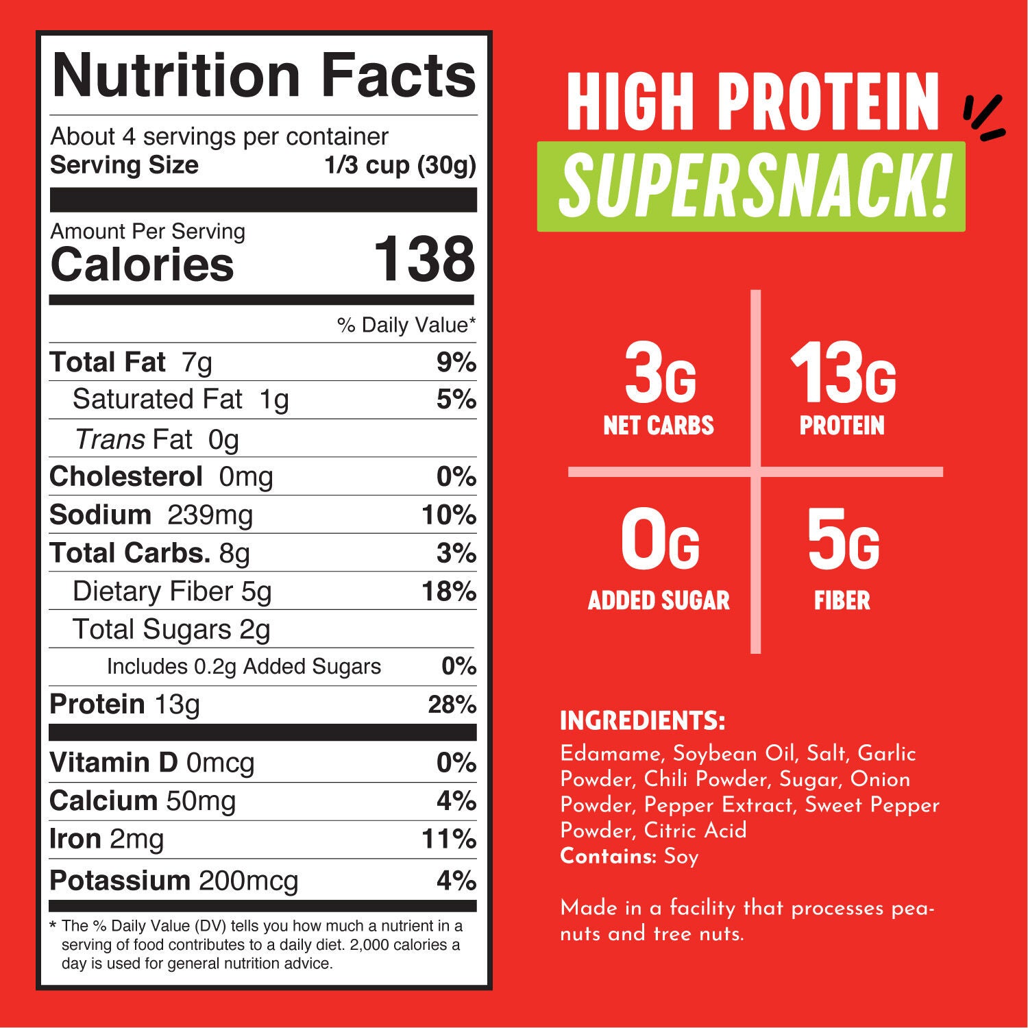 Crunchy Roasted Edamame Beans - Sriracha (3 Bags)  | GNC