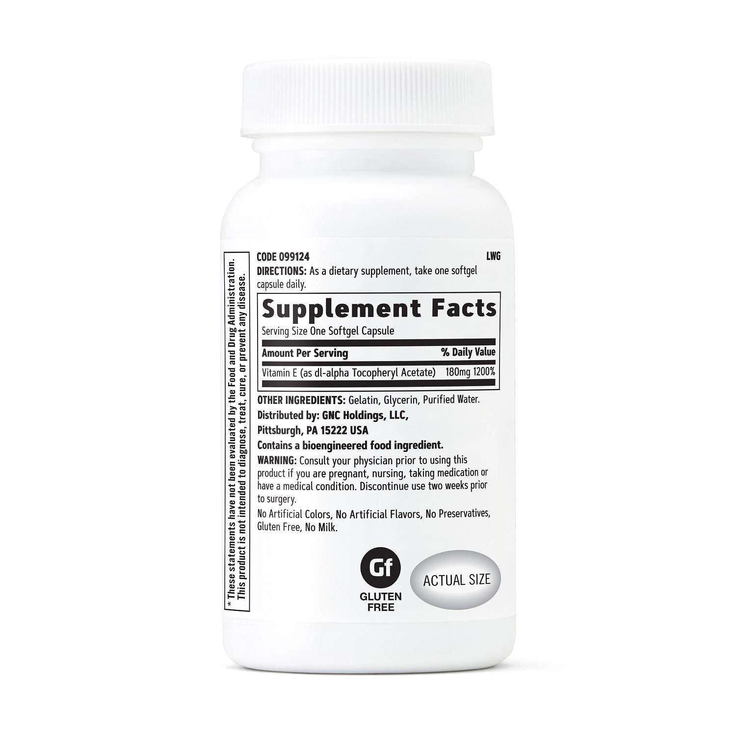 Vitamin E 180mg - 100 Softgels (100 Servings)