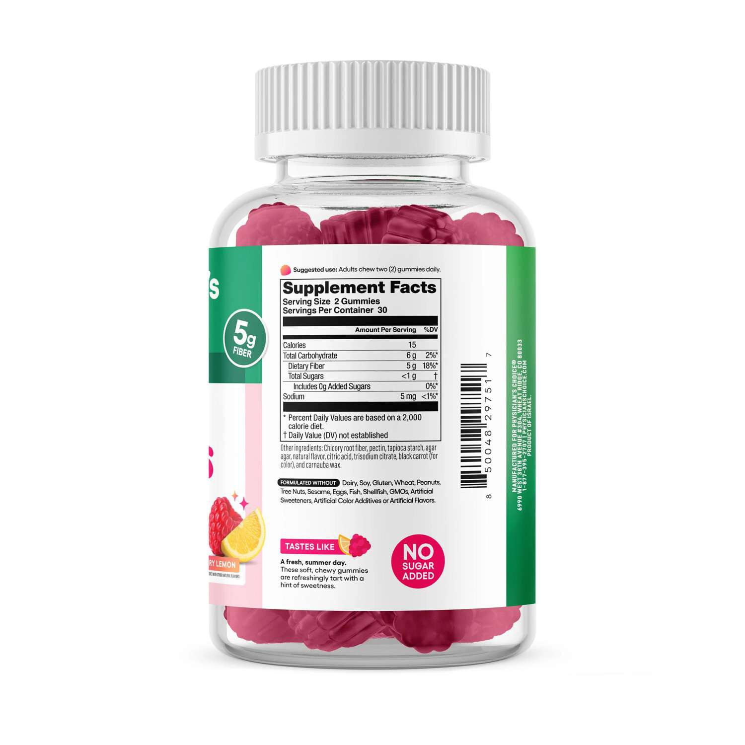 Fiber Gummies - Raspberry Lemon - 60 Gummies (30 Servings)