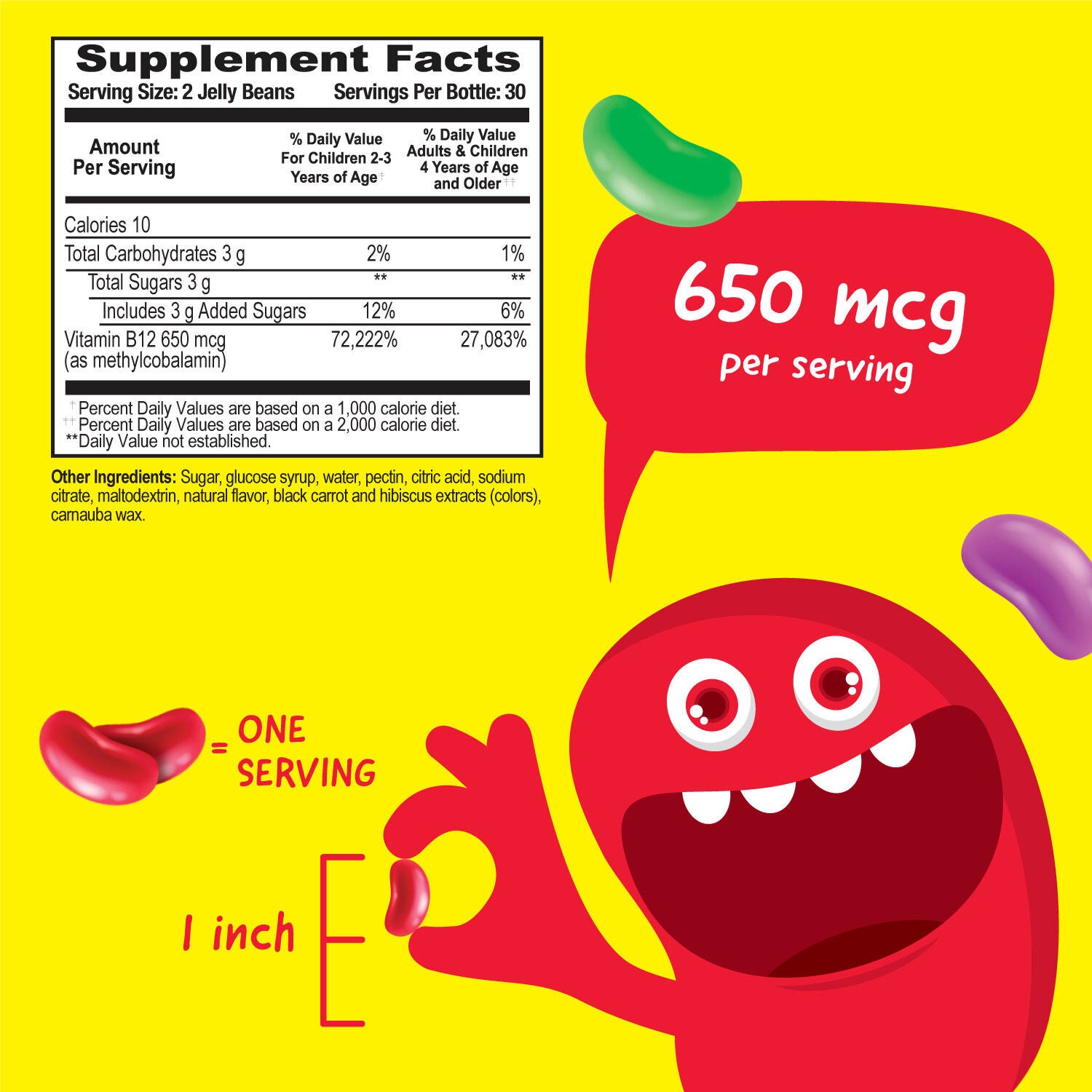 Kids Vitamin B12 650mcg - 60 Jelly Beans (60 Servings)  | GNC