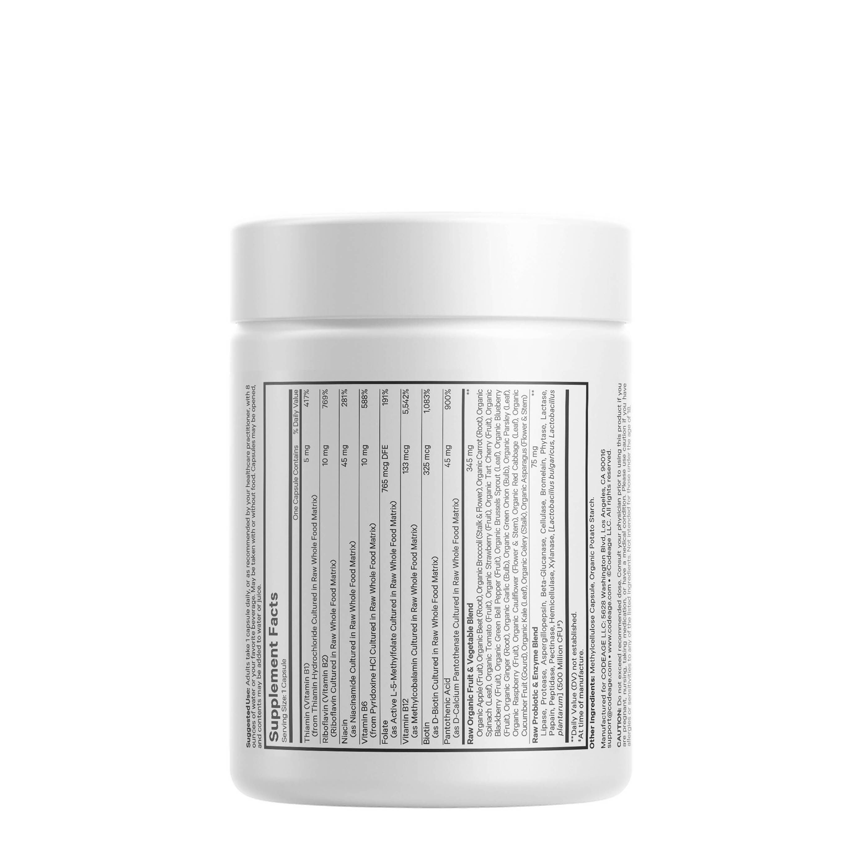 Codeage - Raw Vitamin B-Complex - 60 Vegetable Capsules (60 Codeage - Raw Vitamin B-Complex - 60 Vegetable Capsules (60