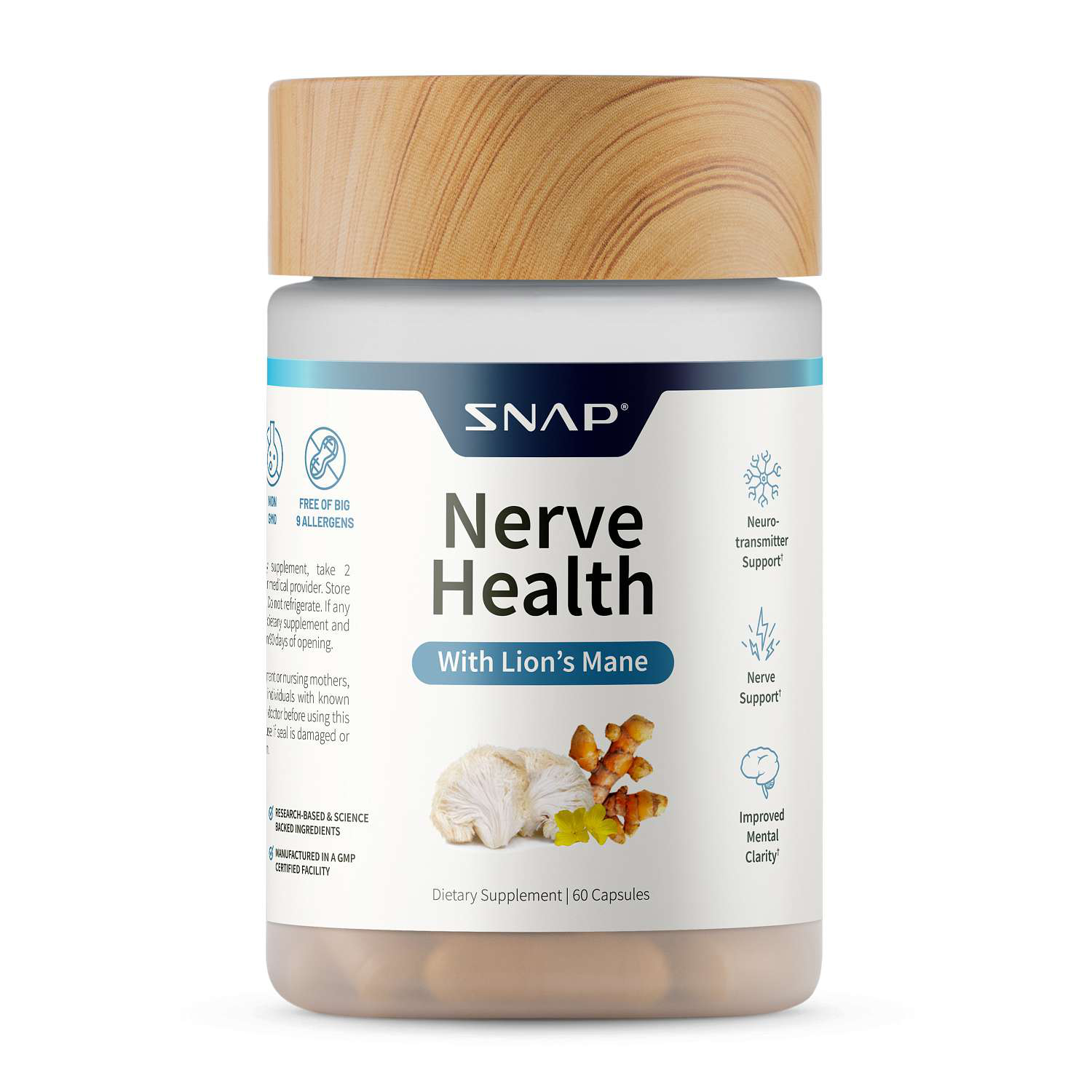 Nerve Health + Lion's Mane - 60 Capsules (30 Servings)  | GNC