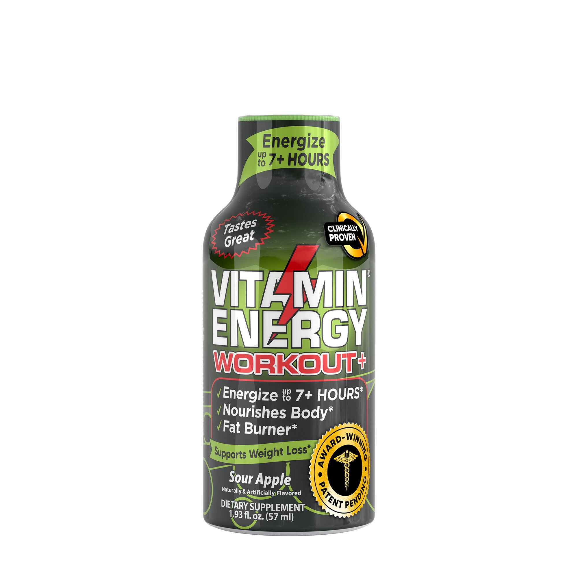Workout+ Liquid Supplement - Sour Apple - 1.93oz. (12 Bottles)