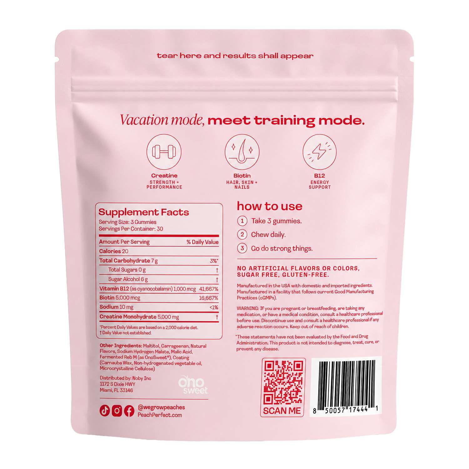Creatine Gummies - Pi&ntilde;a Colada - 90 Vegan Gummies (30 Servings)  | GNC