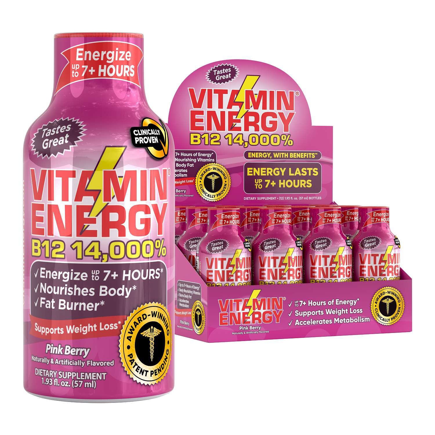 B12 14,000% - Pink Berry - 12 Bottles  | GNC