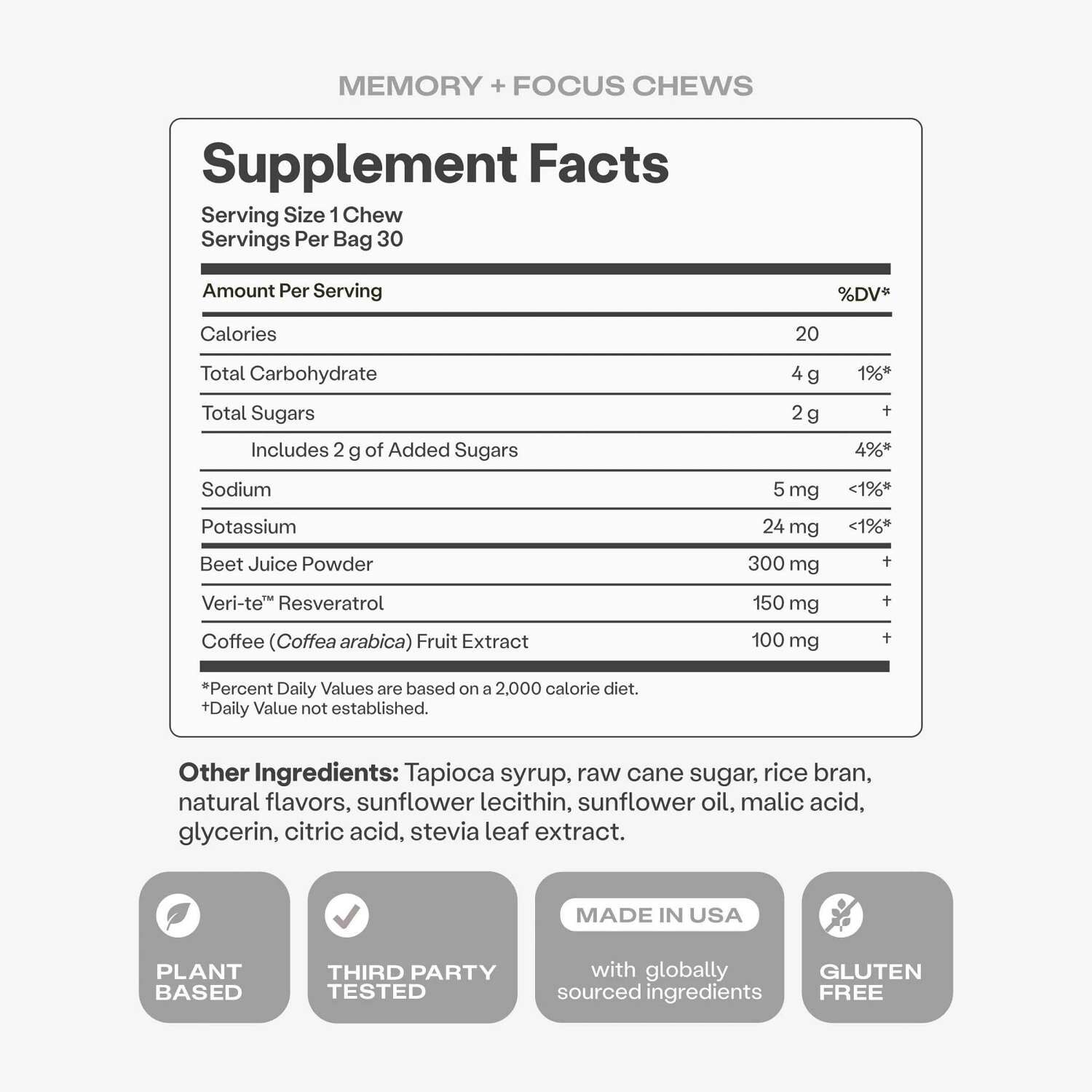 Memory + Focus - Blueberry Pomegranate - 30 Chews (30 Servings)
