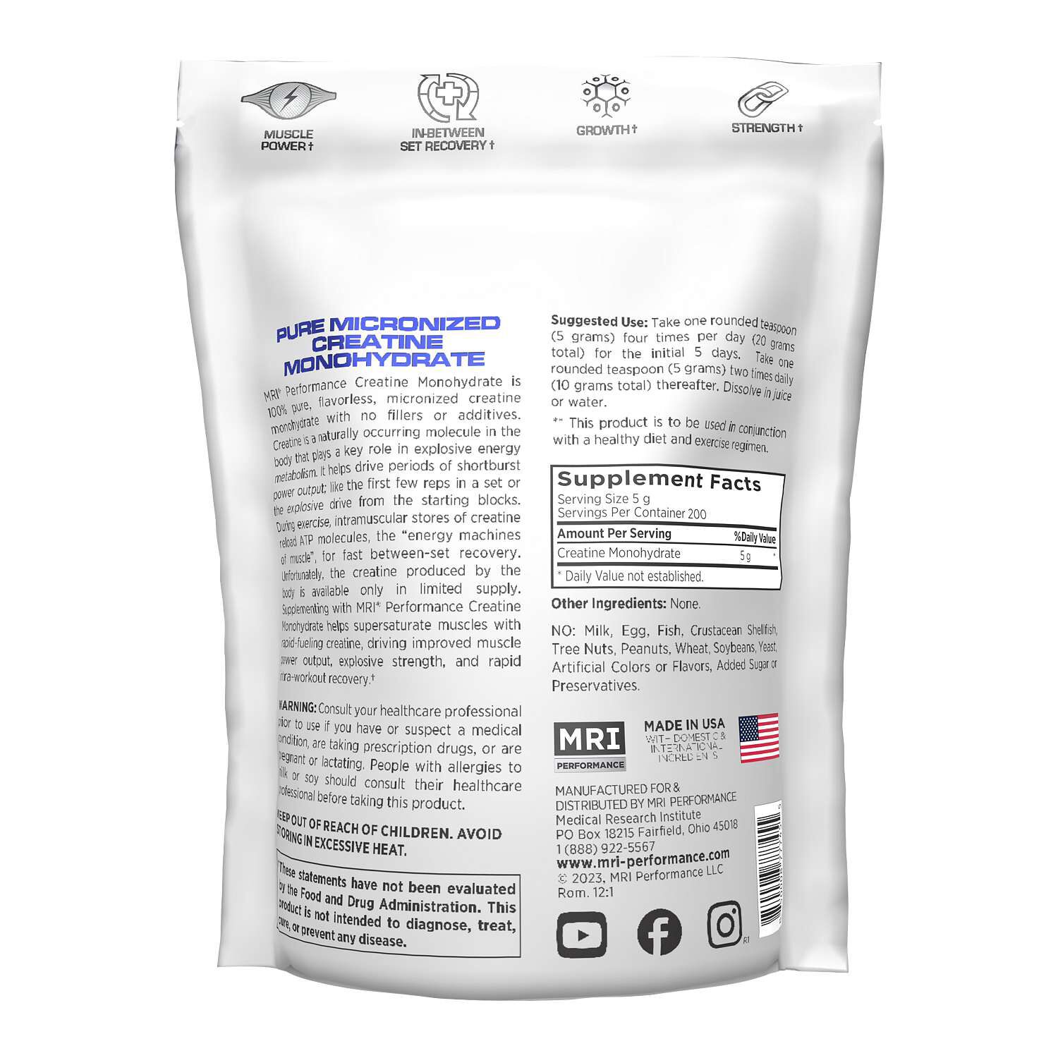 Creatine Monohydrate Ergogenic 5G (200 Servings)  | GNC