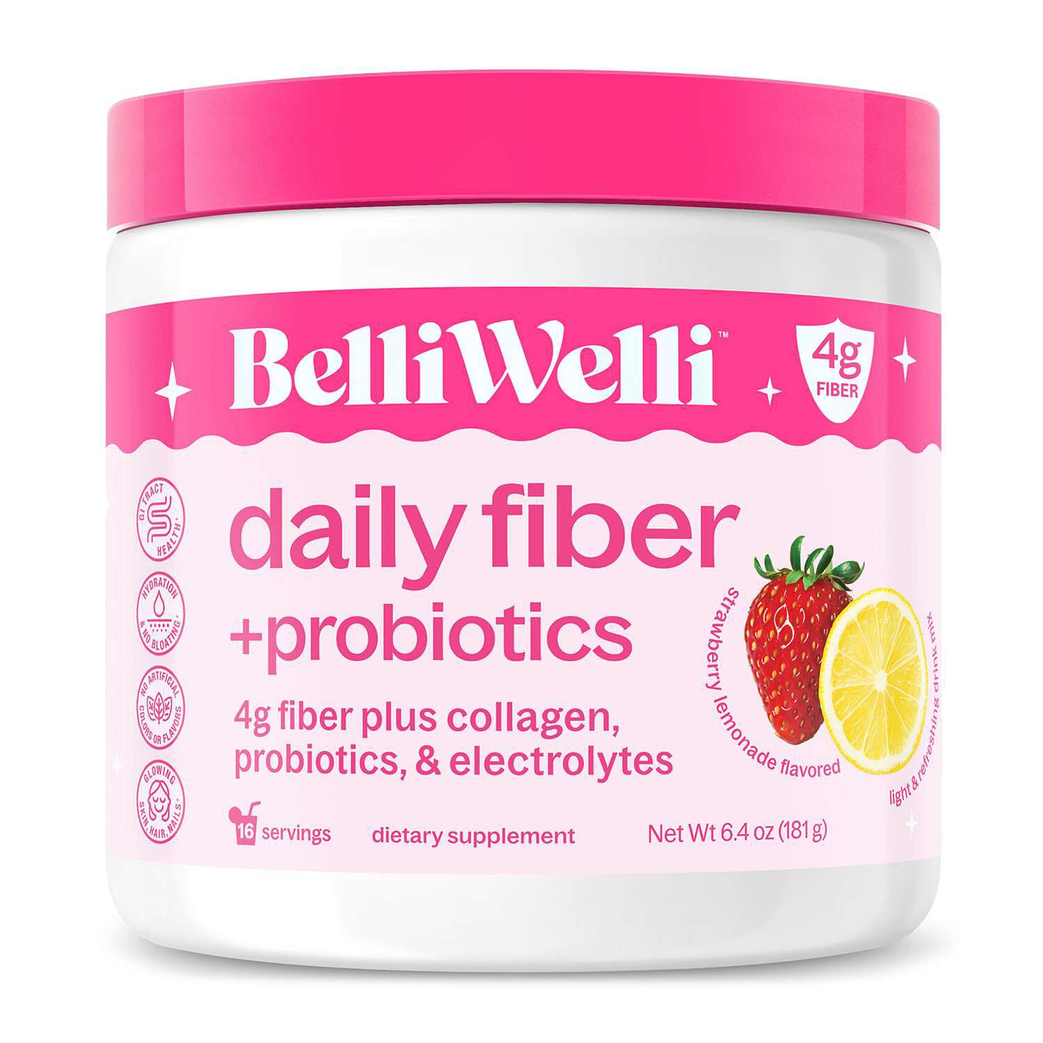 Daily Fiber + Probiotics - Strawberry Lemonade - 16 Servings Strawberry Lemonade | GNC