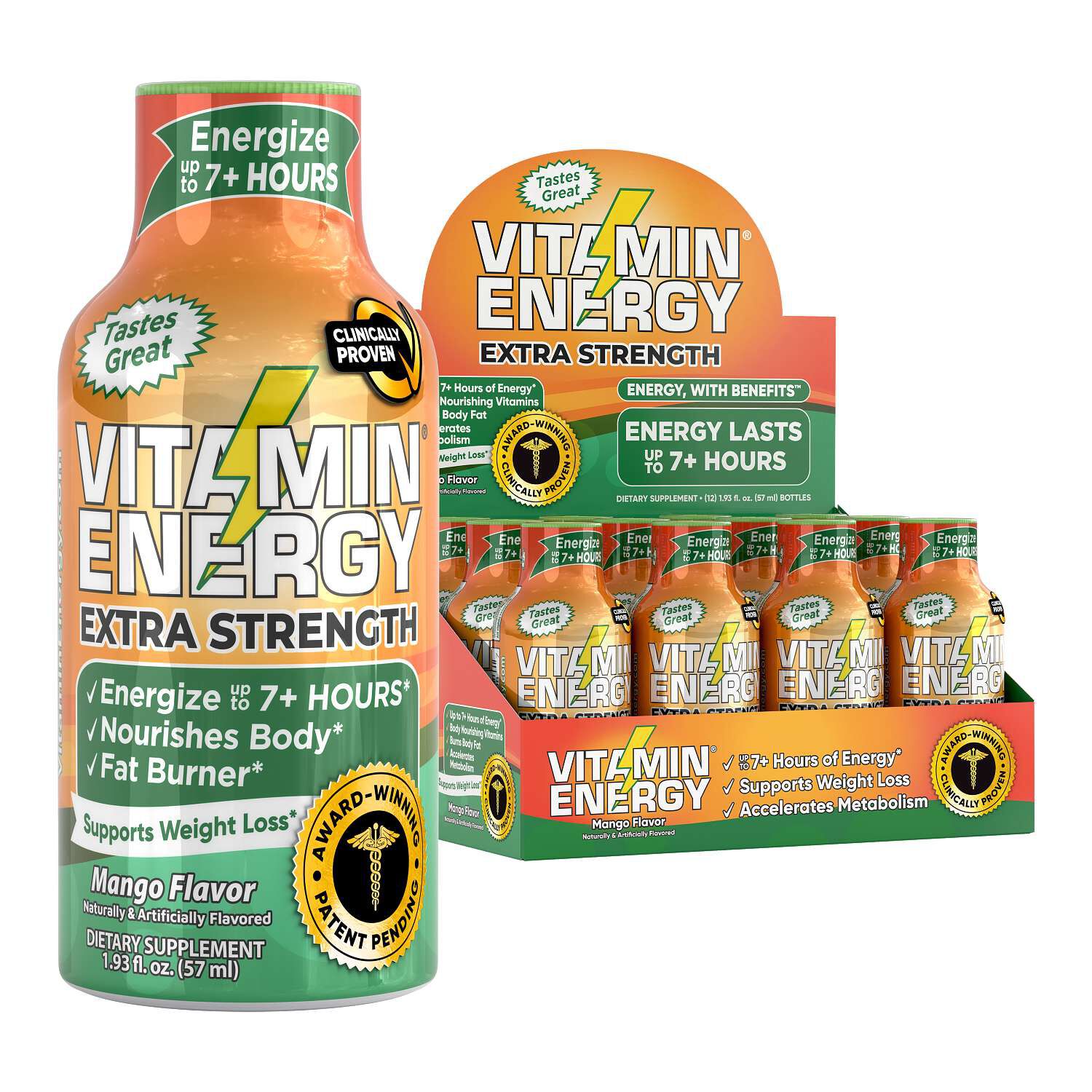Immune+ Energy with Benefits - Mango - 1.93 oz. (12 Bottles)  | GNC