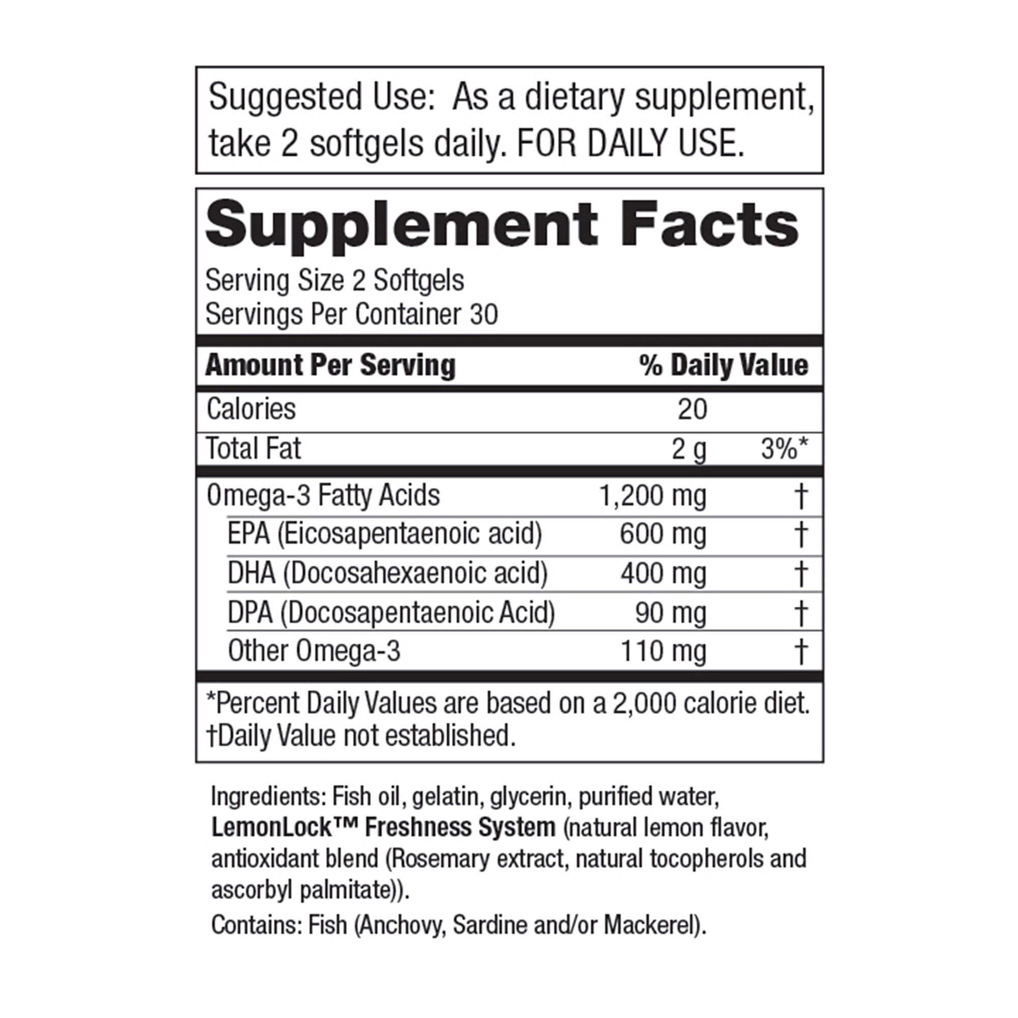 Ultra - Pure Omega - 3 - 60 Softgels (30 Servings)