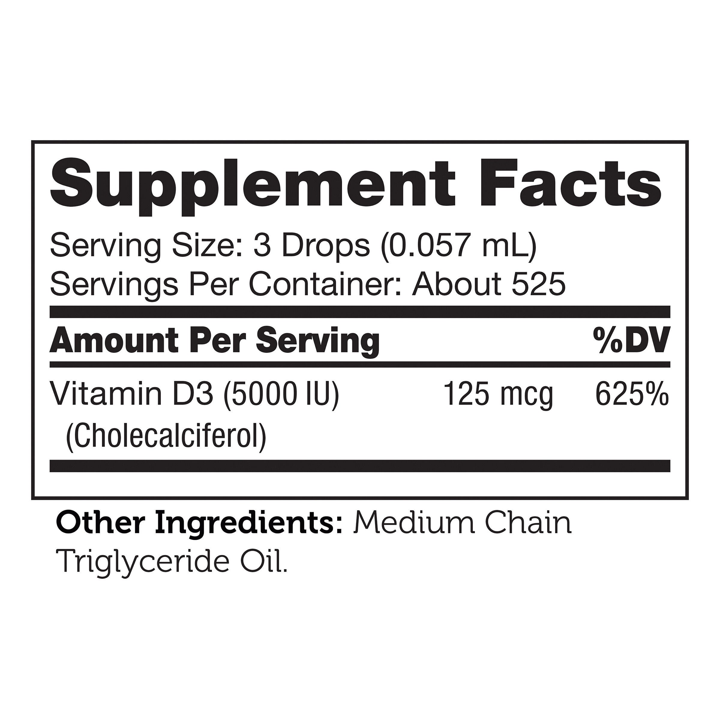 Vitamin D3 Liquid Supplement 5000 IU - 1 oz. (525 Servings)  | GNC