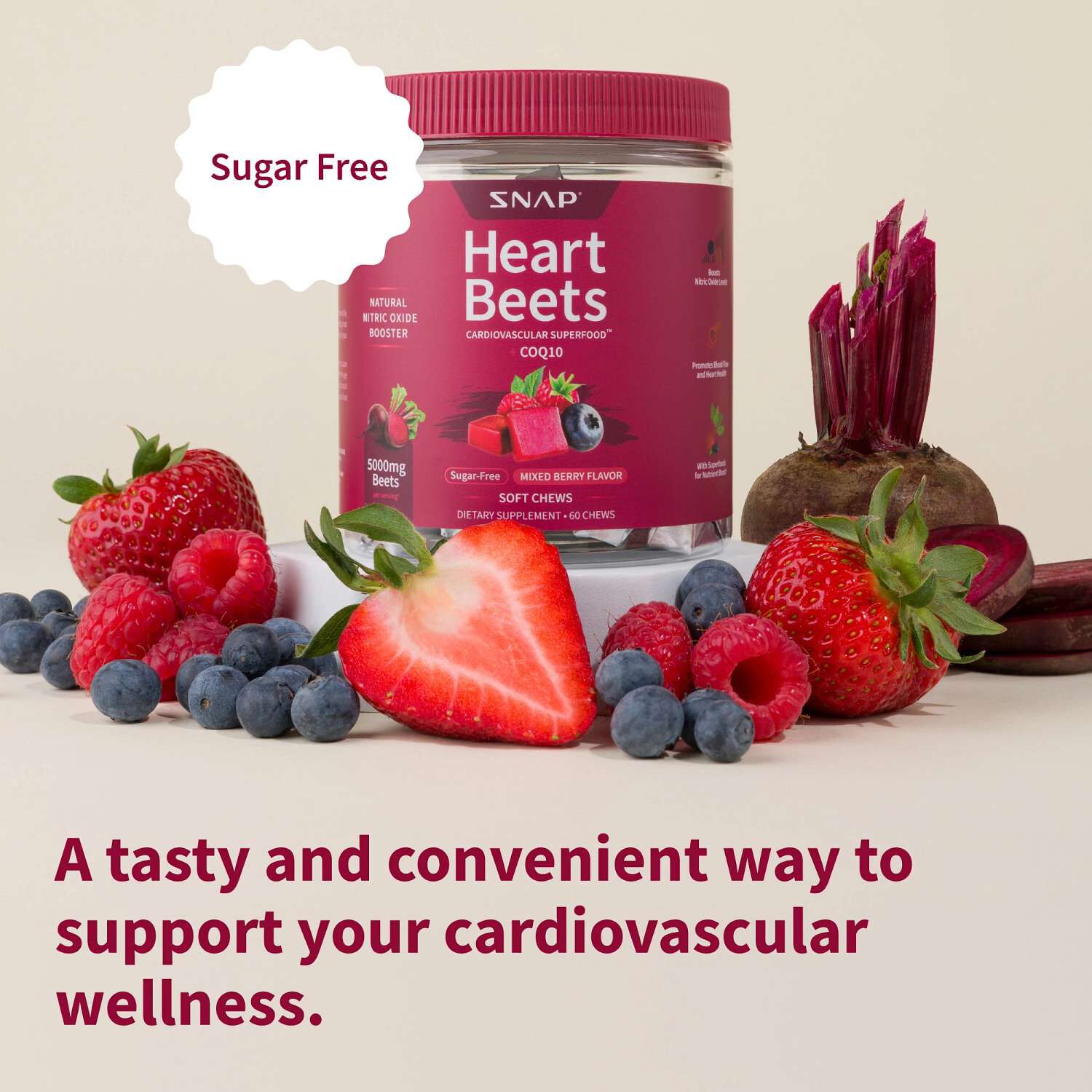 Heart Beets - Mixed Berry - 60 Chews (30 Servings)