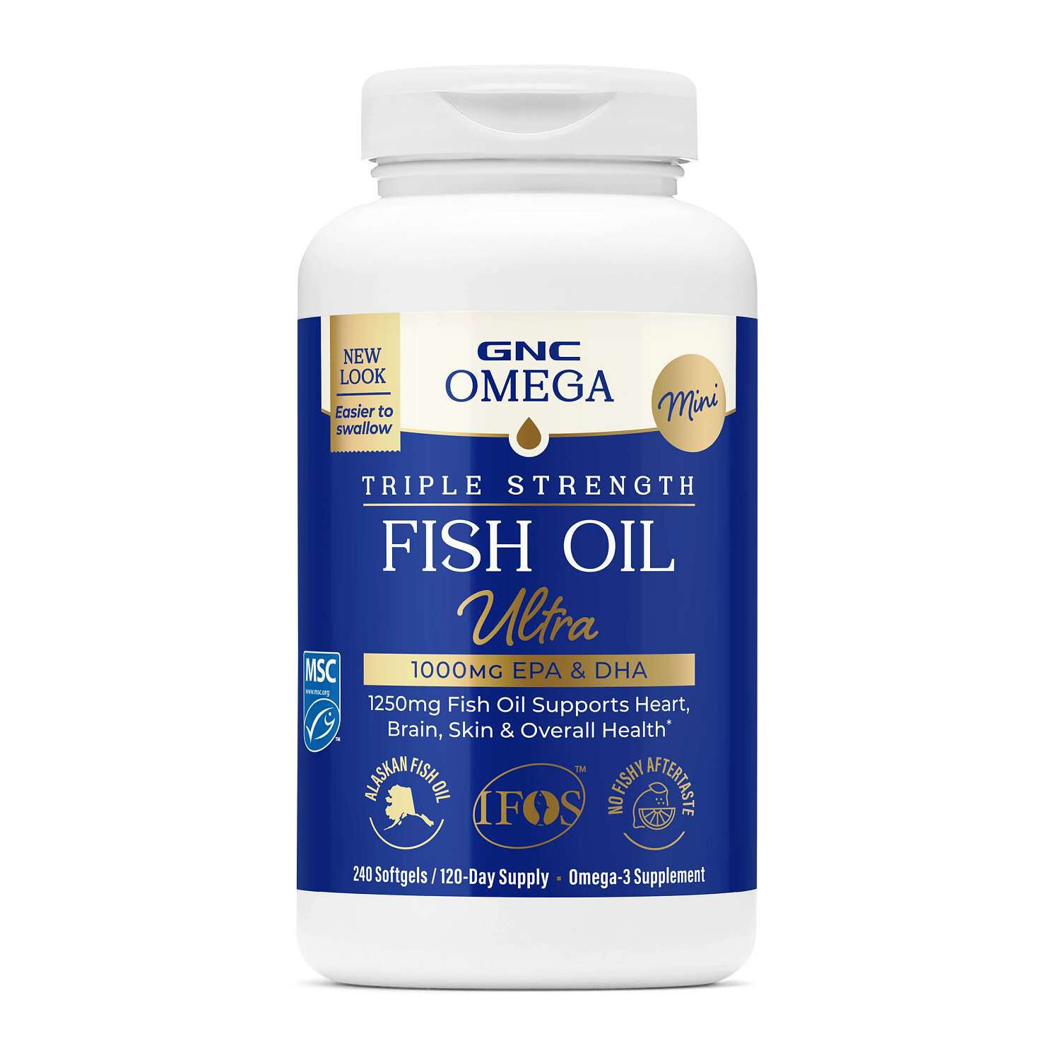 Triple Strength Fish Oil Ultra Mini 1000mg - 240 Softgels (120 Servings)  | GNC
