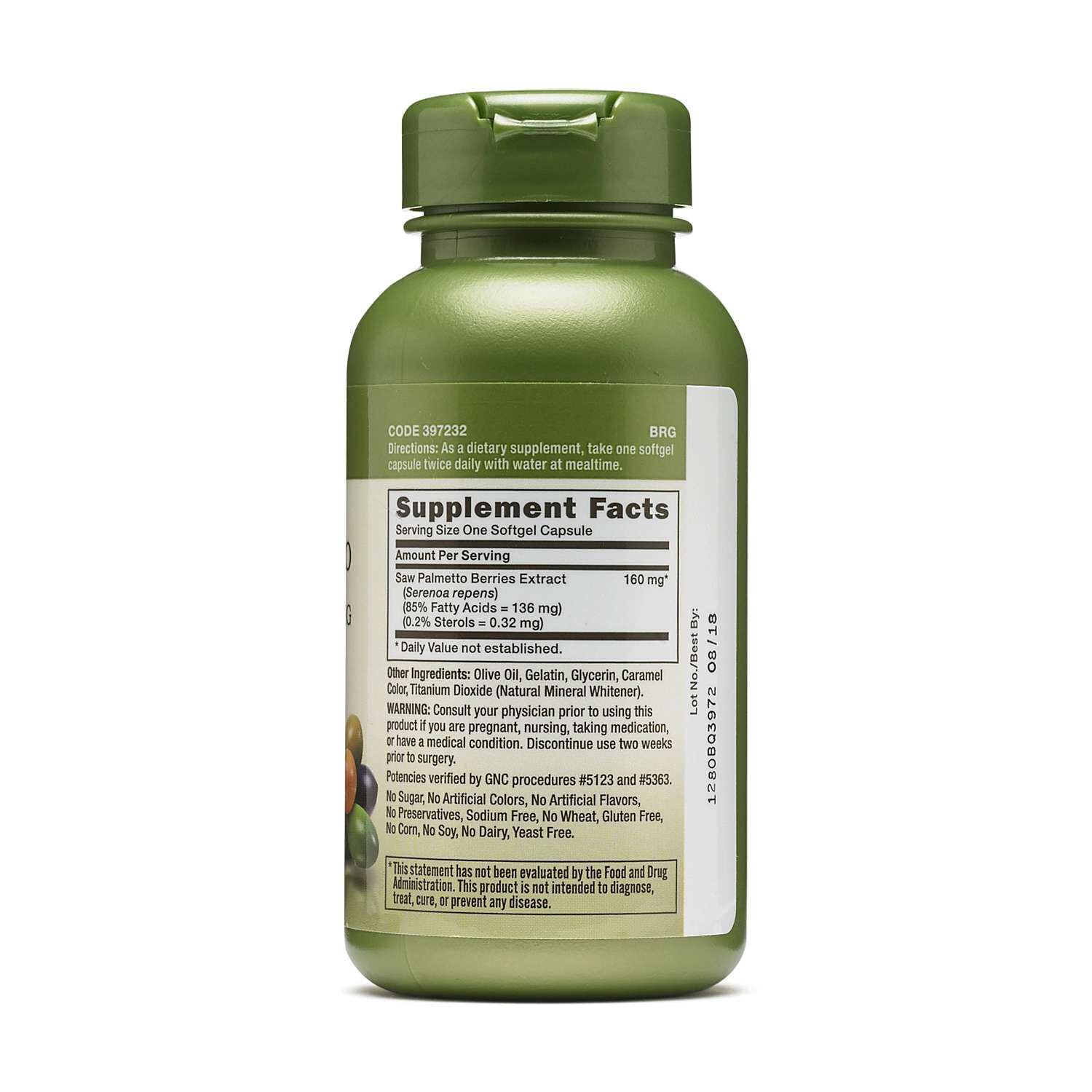 Saw Palmetto Extract 160mg - 100 Softgels (100 Servings)  | GNC