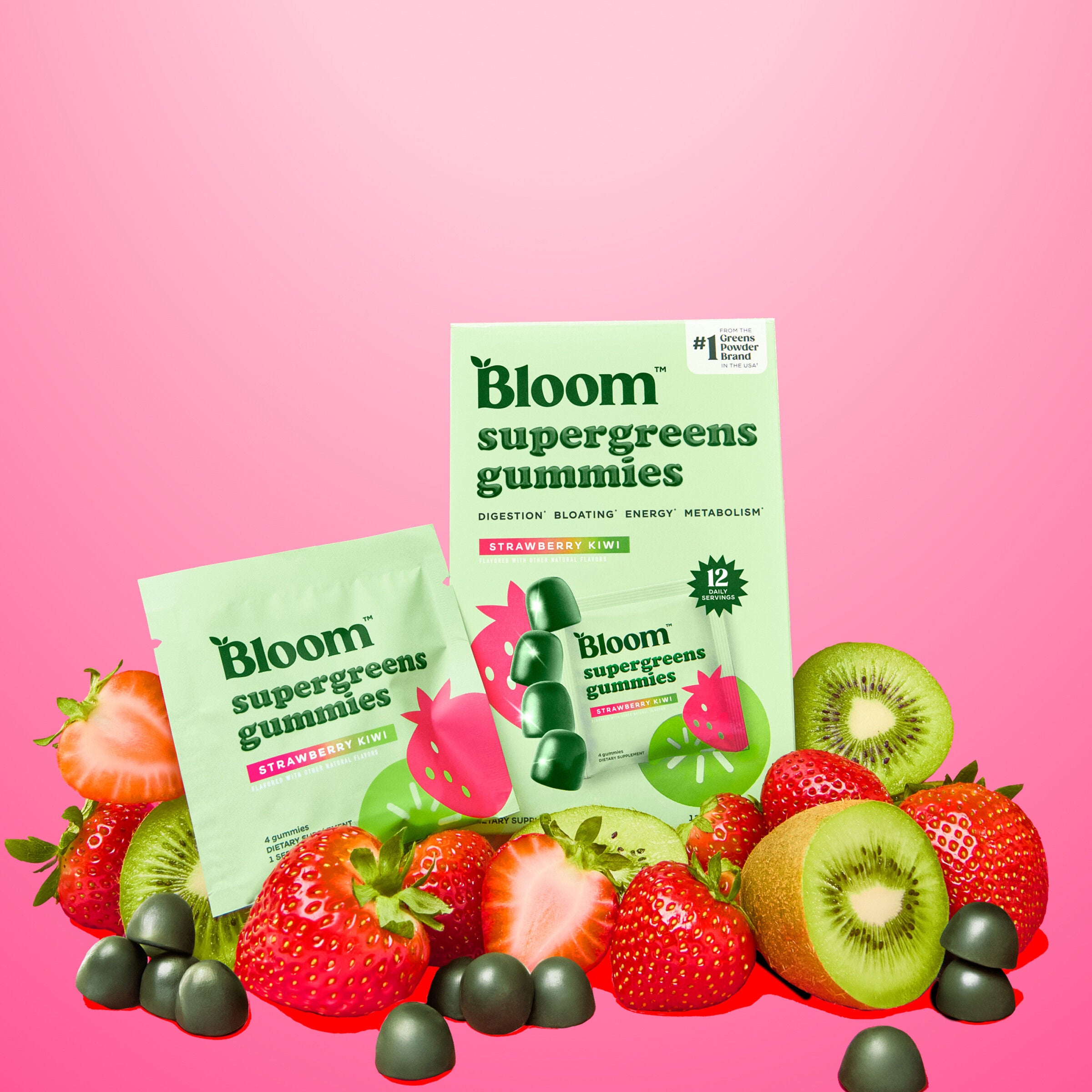 Supergreens Gummies - Strawberry Kiwi, 12 Servings