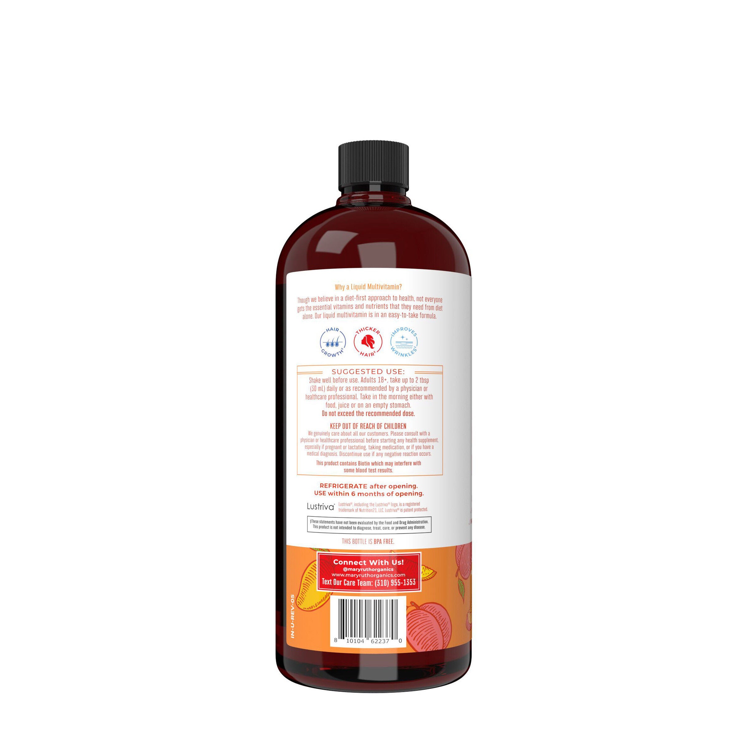 Liquid Morning Multivitamin + Hair Growth - Peach Mango - 30 fl oz (30 Servings)  | GNC