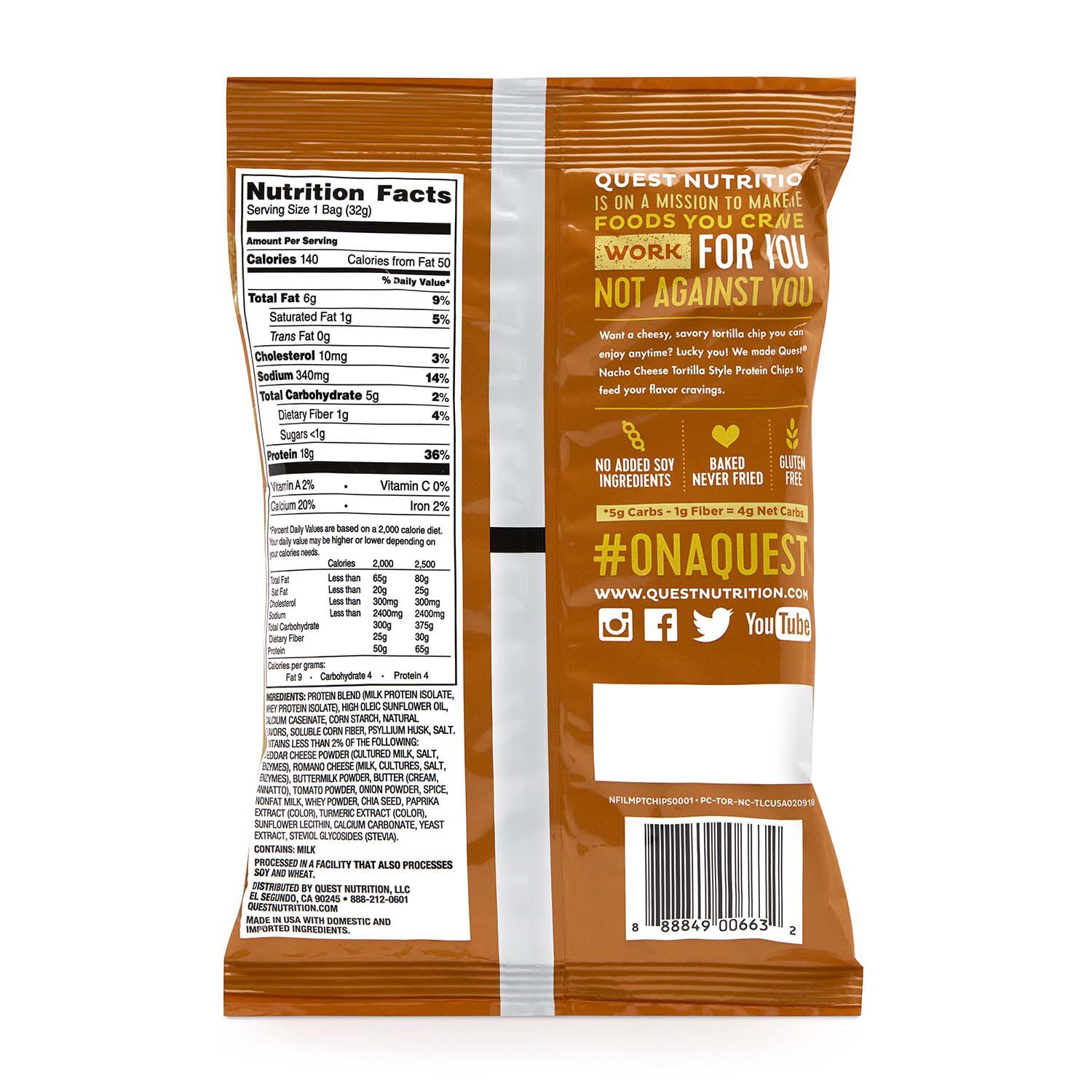 Tortilla Style Protein Chips - Nacho Cheese - 8 Bags