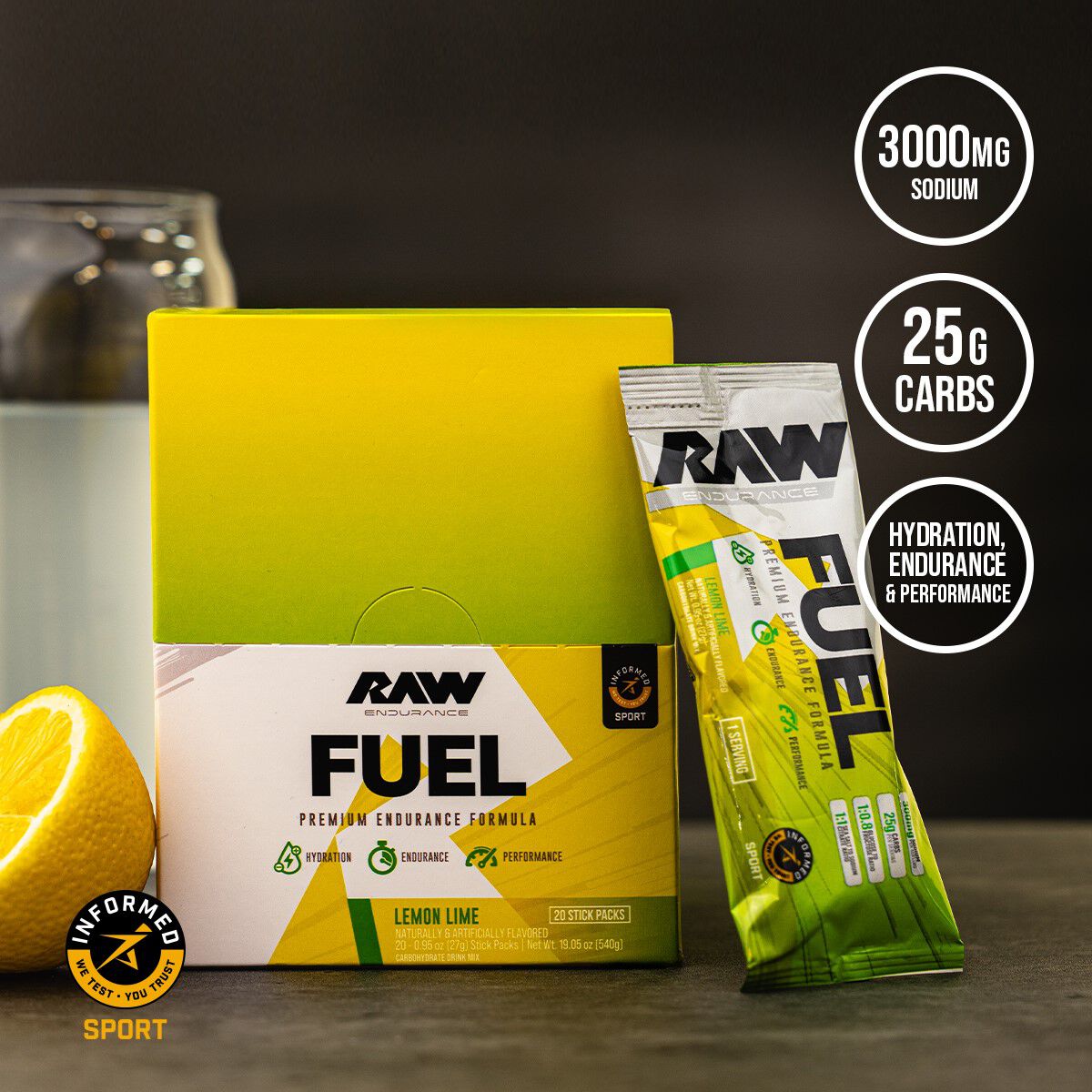Fuel Premium Endurance Formula - Lemon Lime (20 Stick Packs)  | GNC
