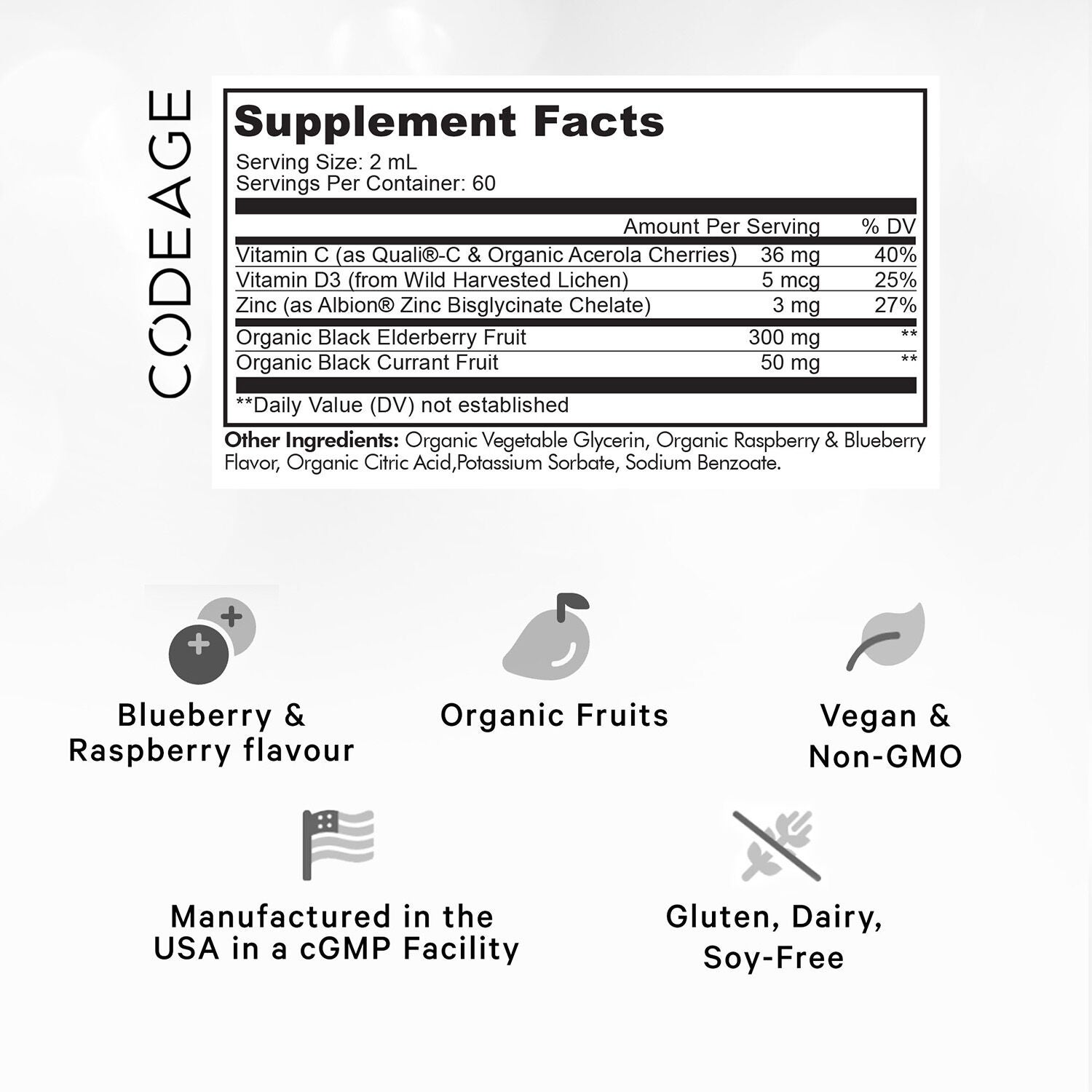 Elderberry Immune Complex Syrup Kids &amp; Adults Daily Vitamin - 4 oz. (60 Servings)  | GNC