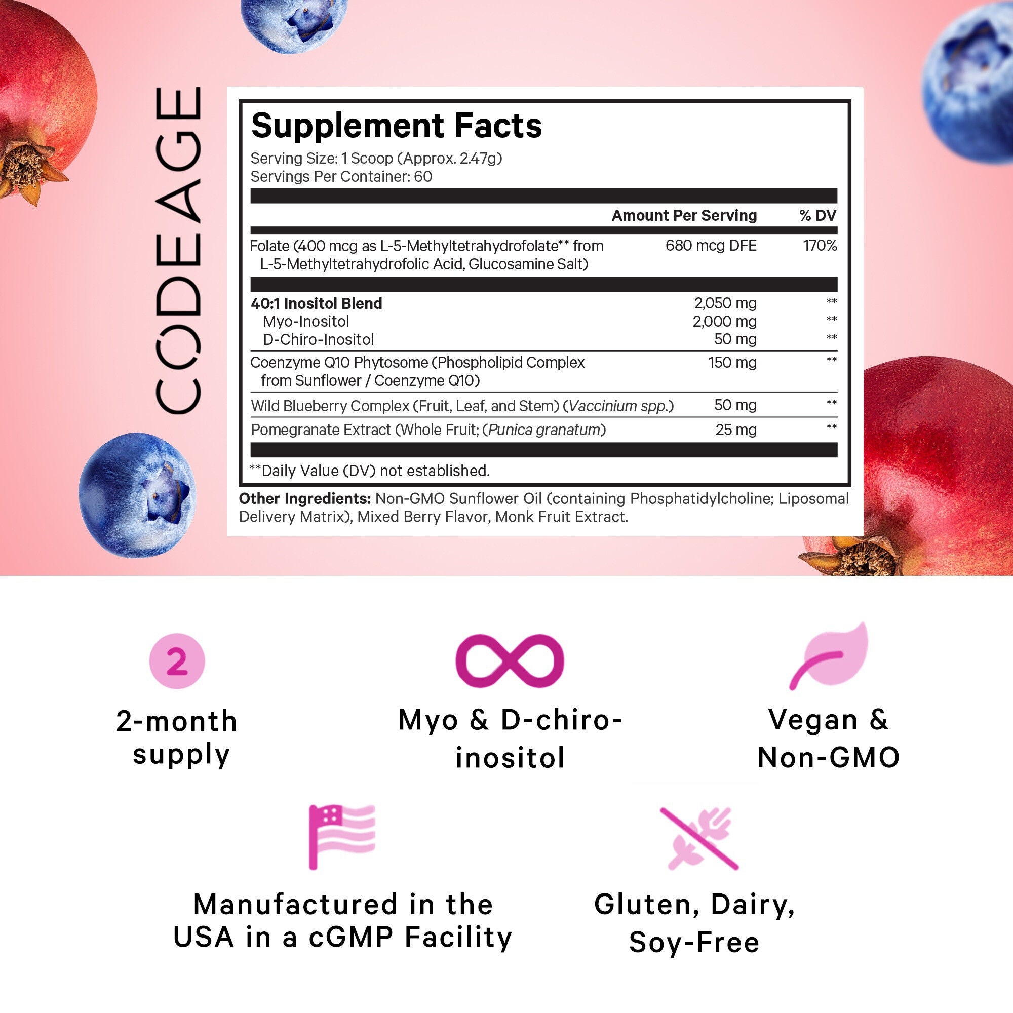 Liposomal Ovarian Inositol+ - Mixed Berry - 5.2 Ounces (60 Servings)  | GNC